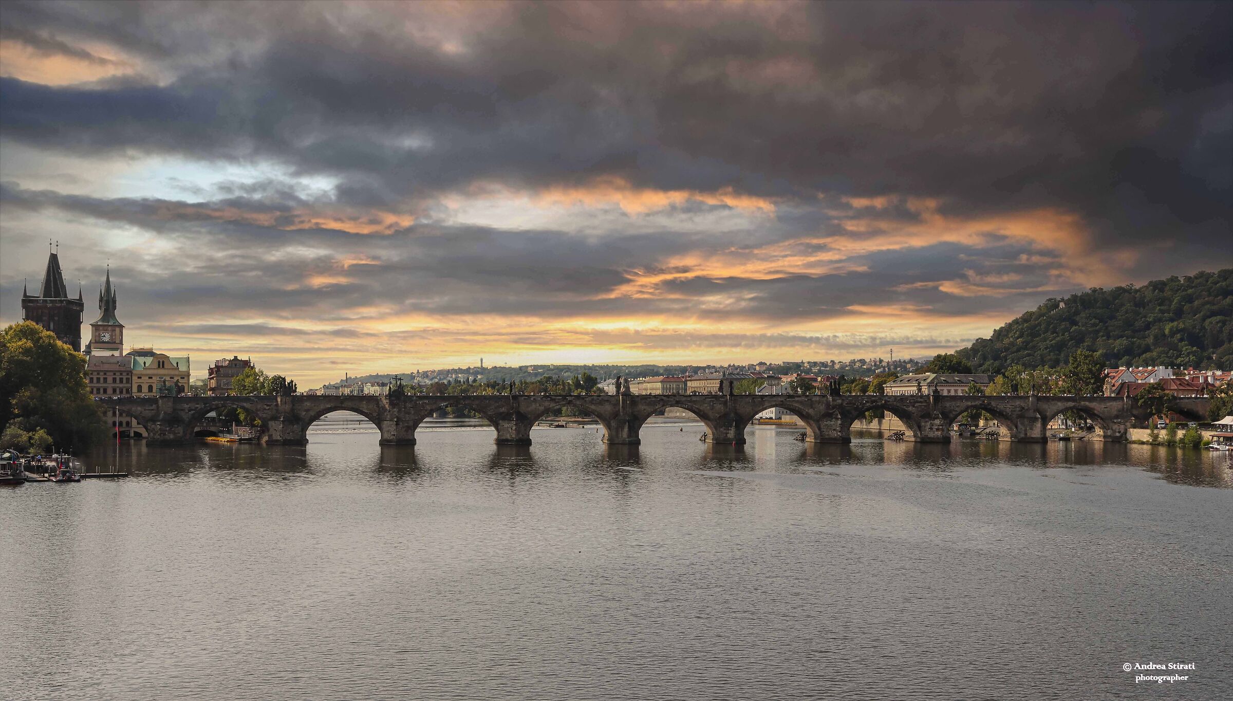 Panoramic view of Charles Bridge - Prague