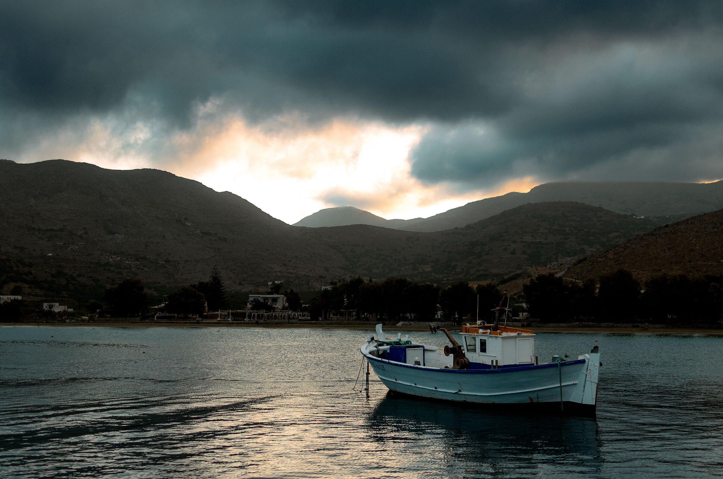 Boat and bad weather in Amorgos - with Color Grading