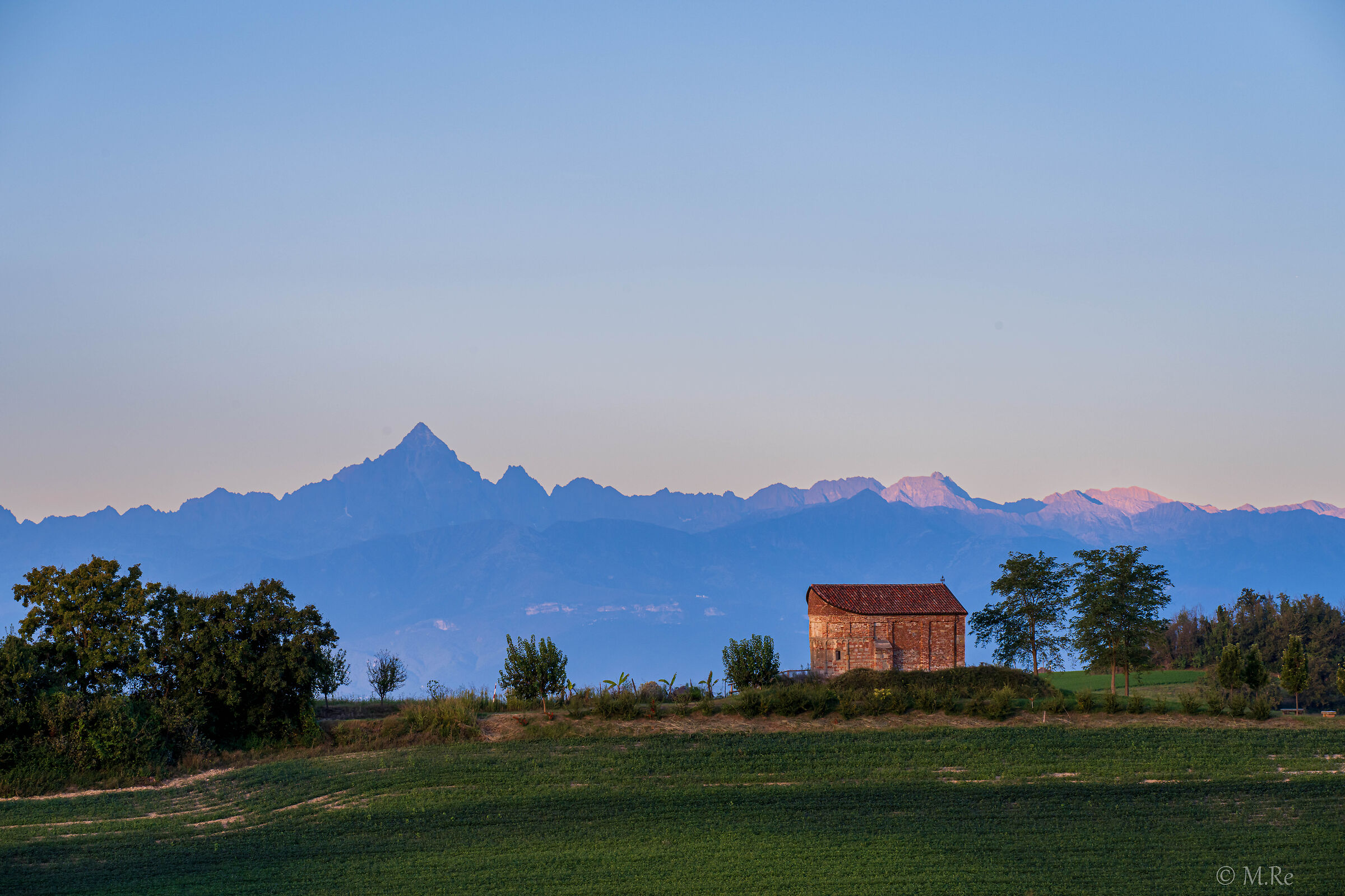 The church and Monviso