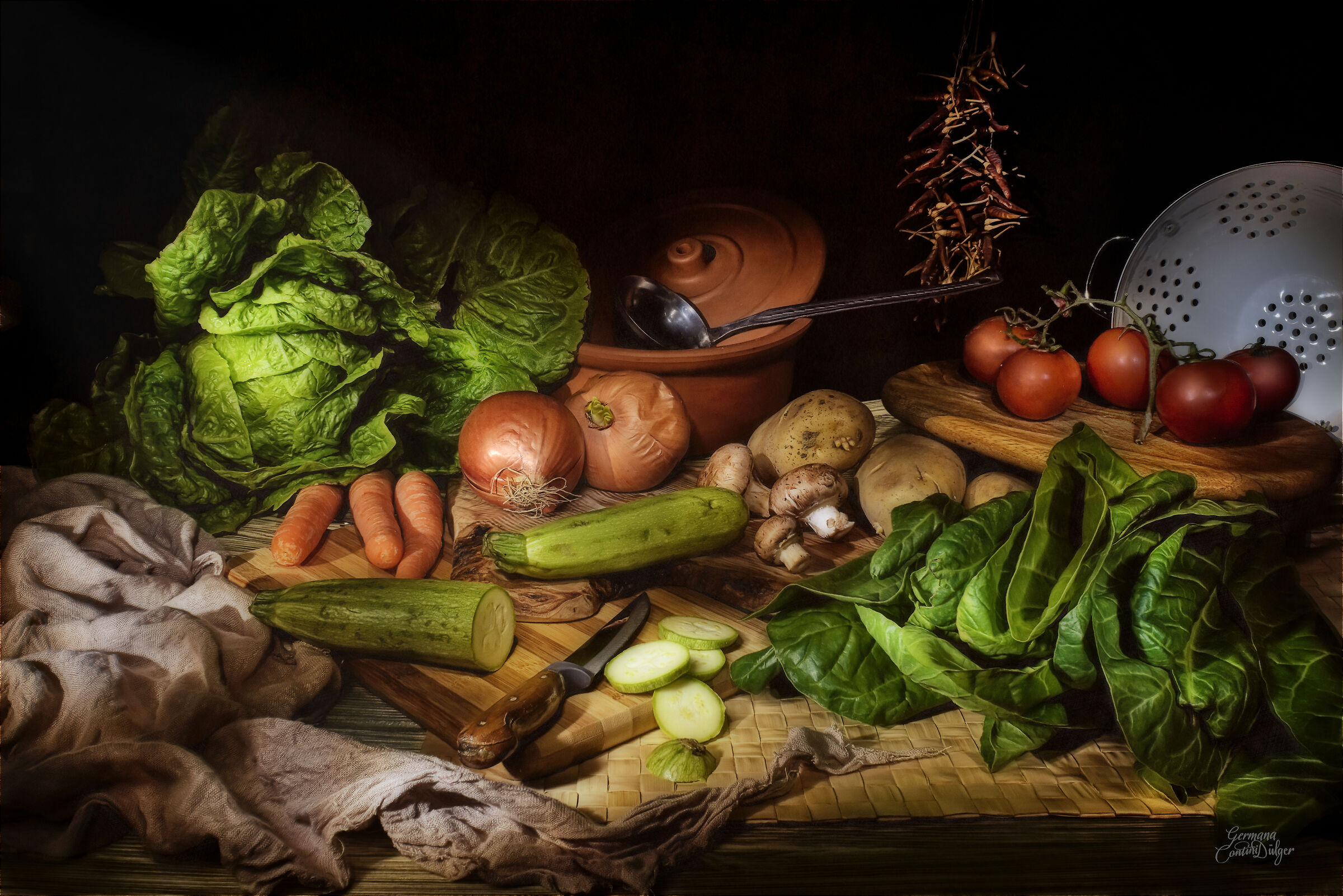 vegetables light painting