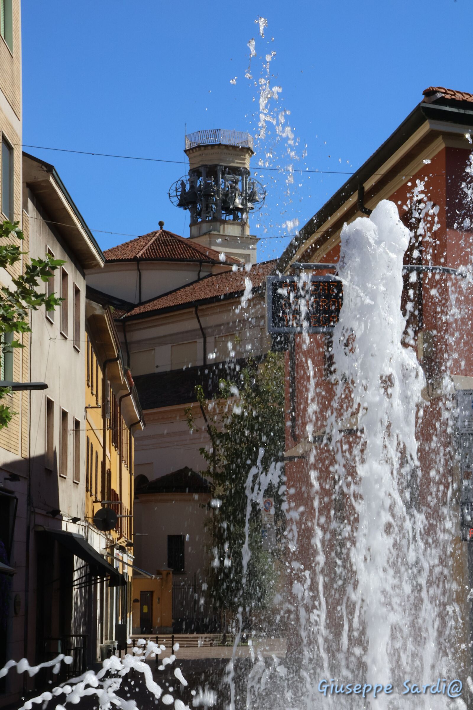 The bell tower and the fountain