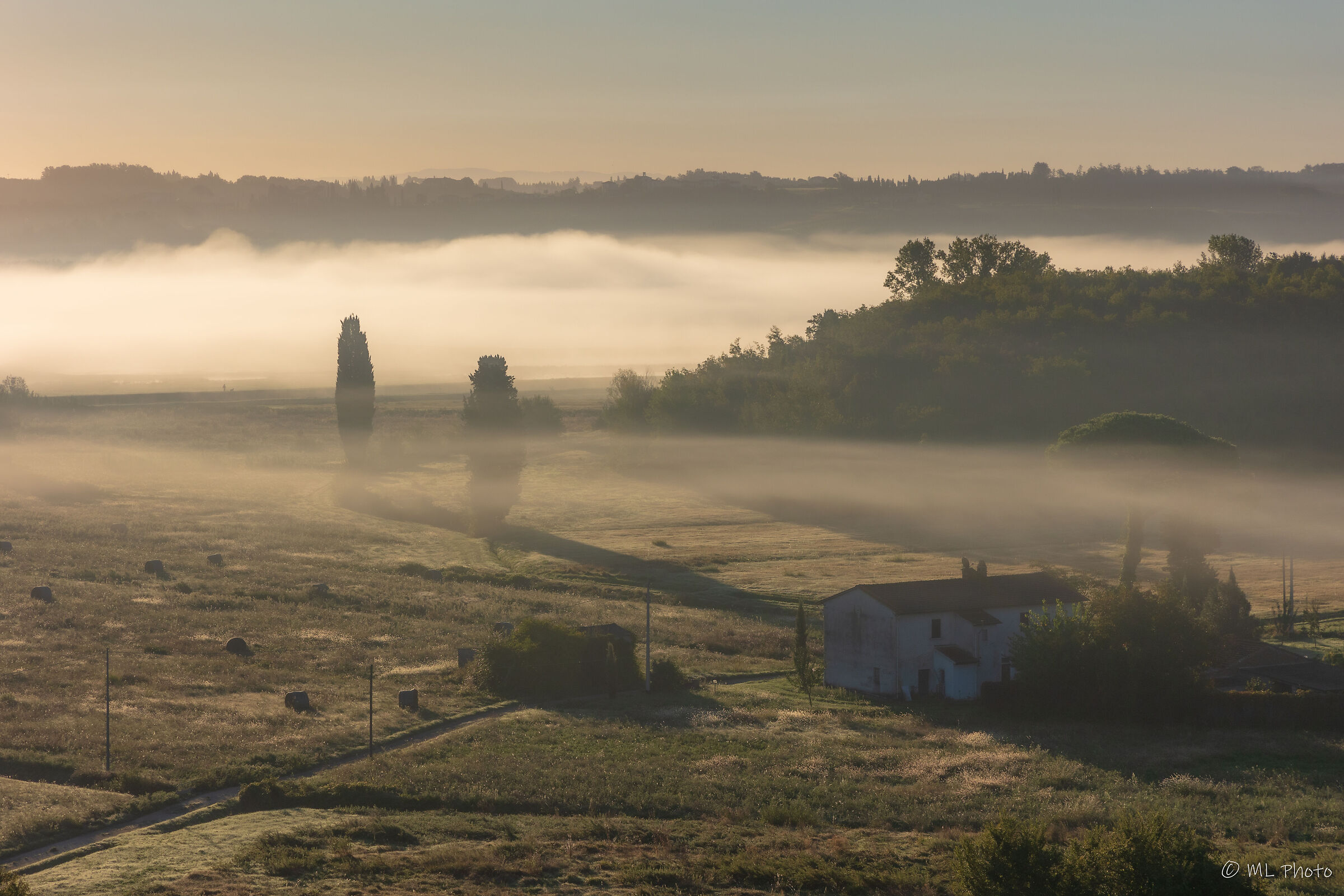 Mist over the farmhouse