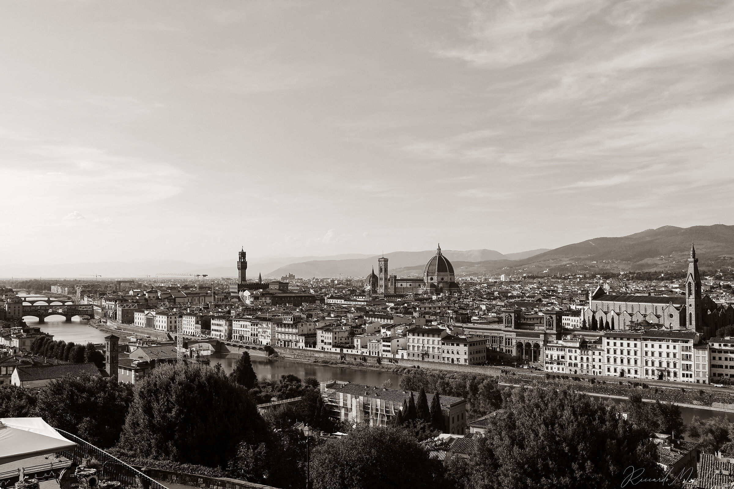 Firenze, piazzale Michelangelo, seppia.