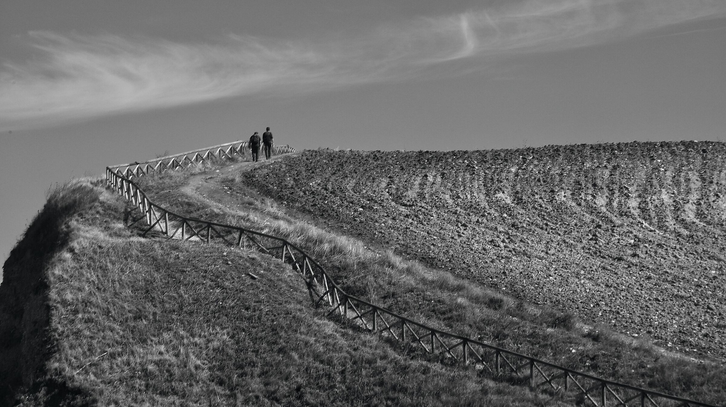 Amateur photographers climbing the hill of Punta Aderci