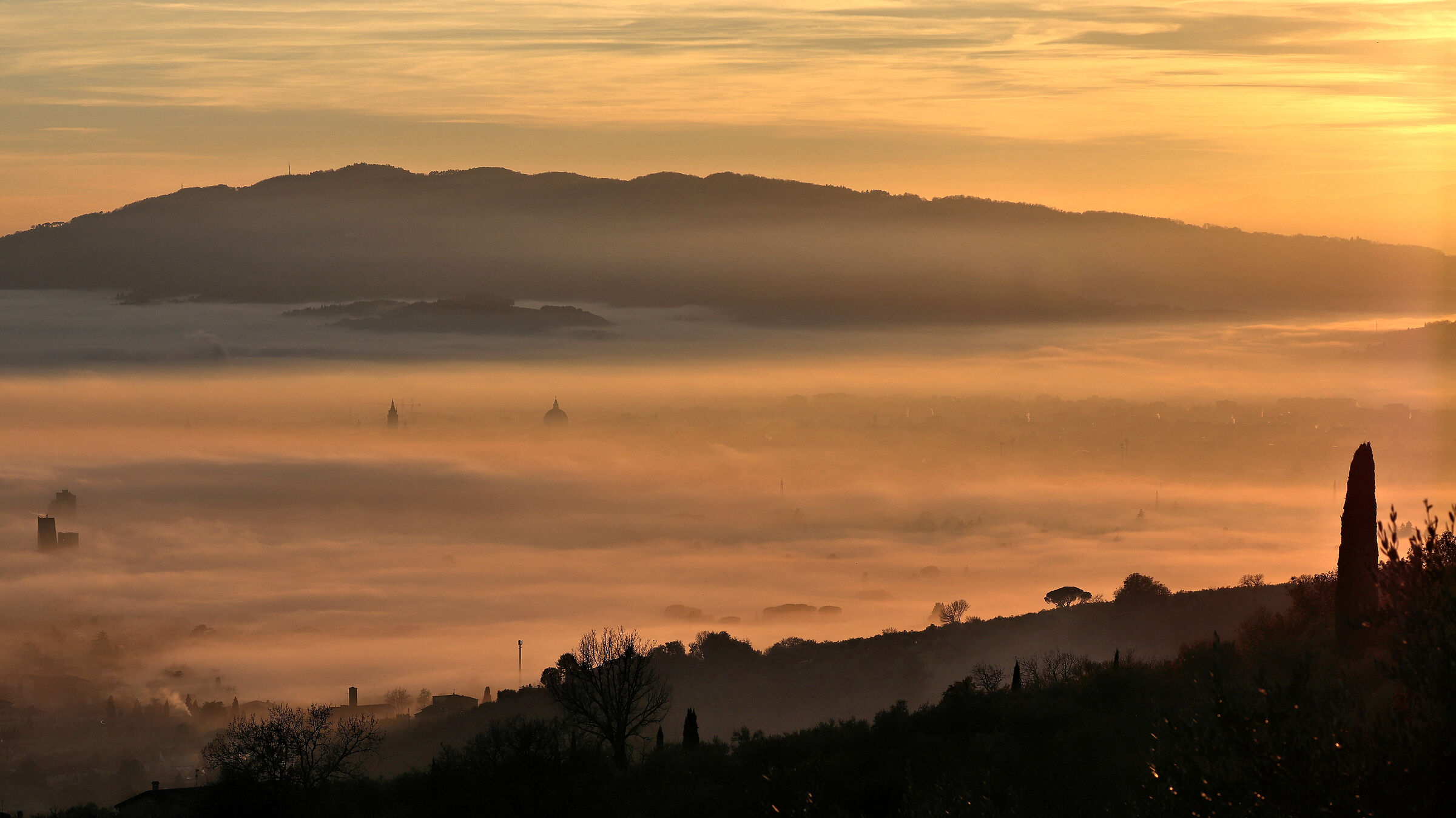 Nebbia al tramonto