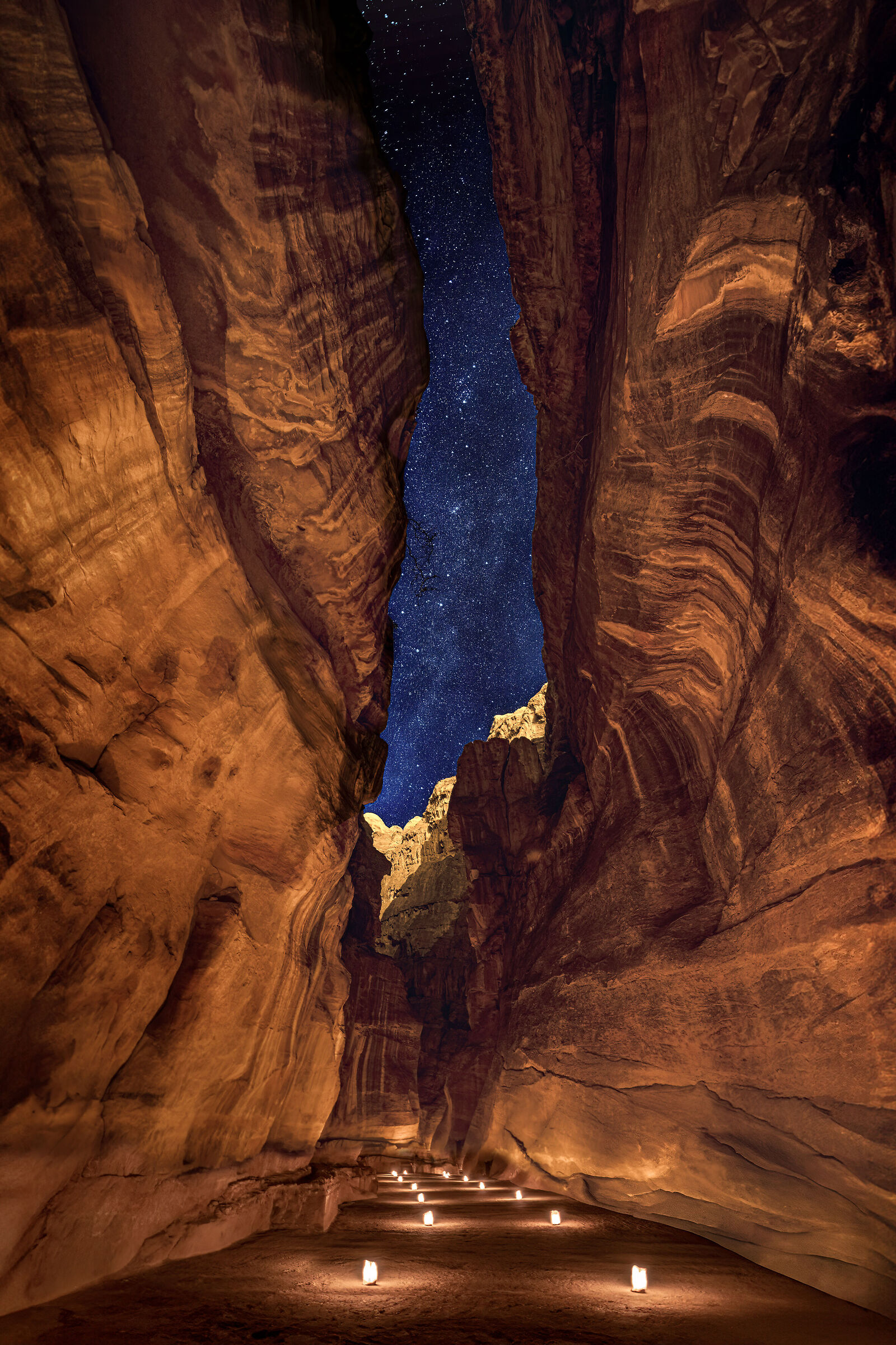 The Siq on a starry night