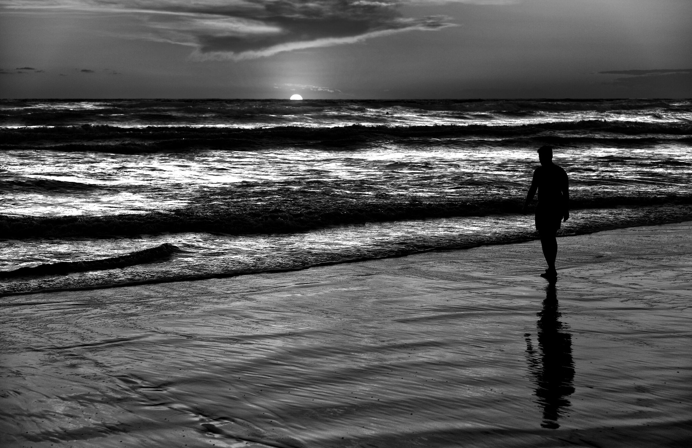 Black and white sunset