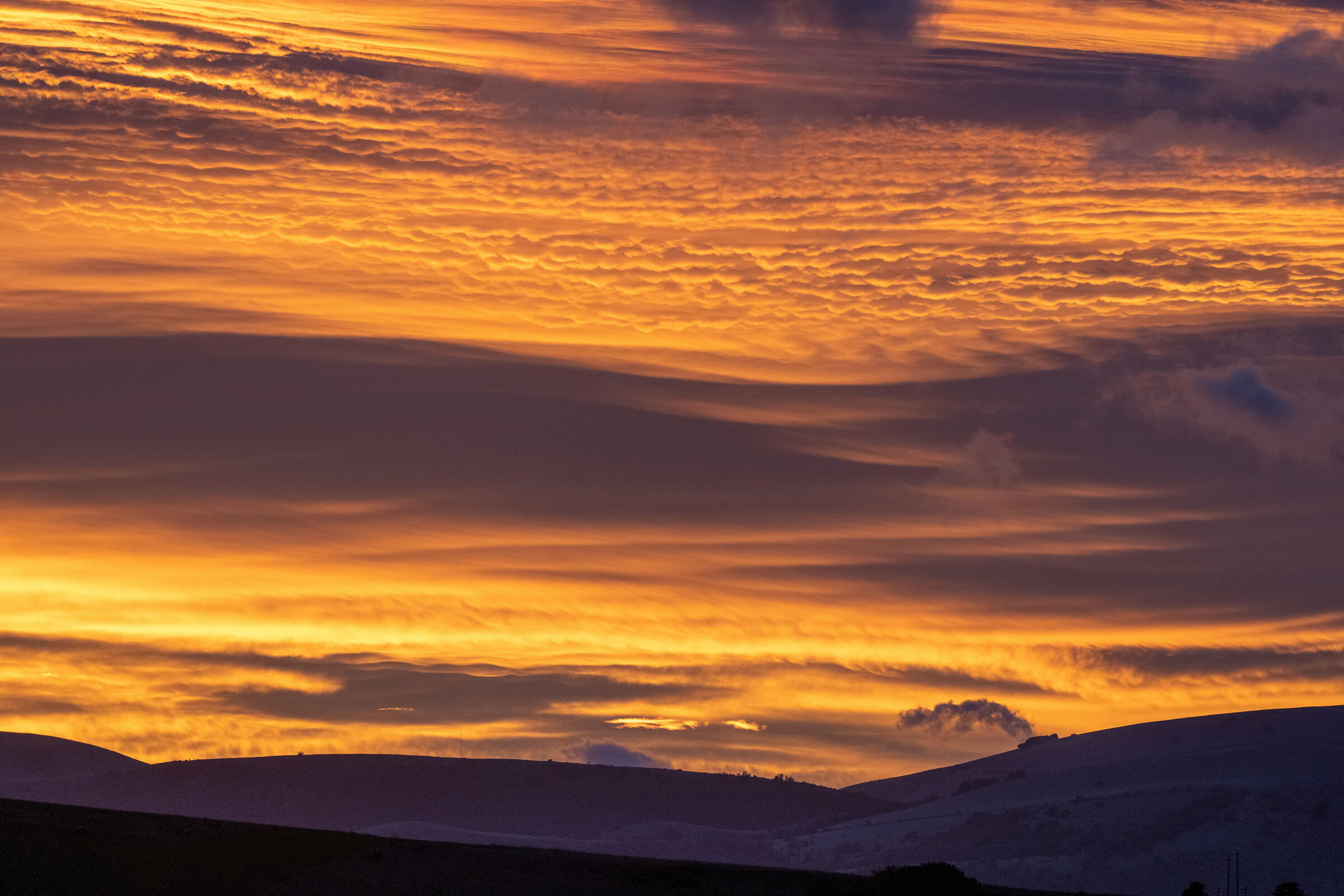 Red sunrise over the plateau