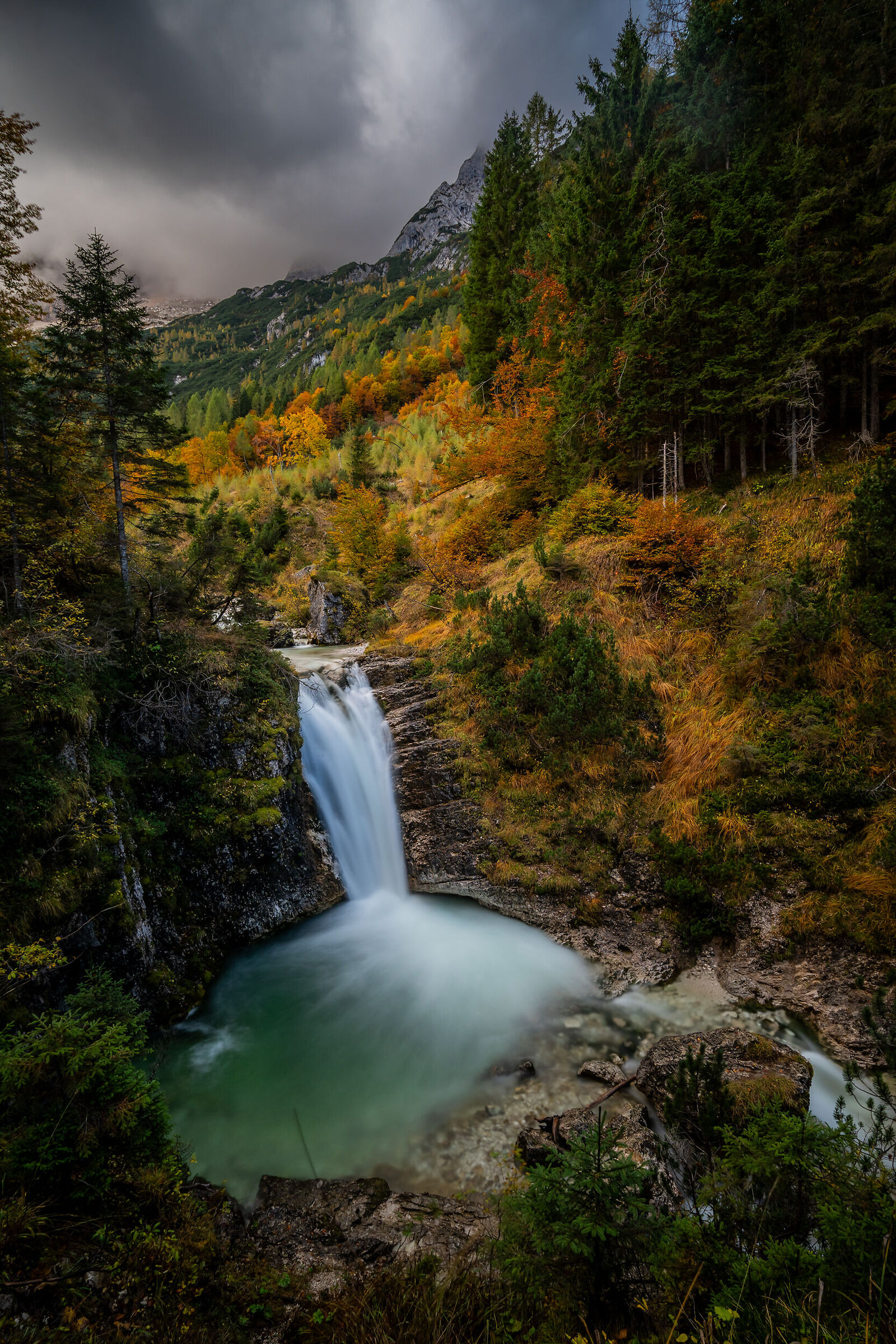 Waterfall in the autumn colors