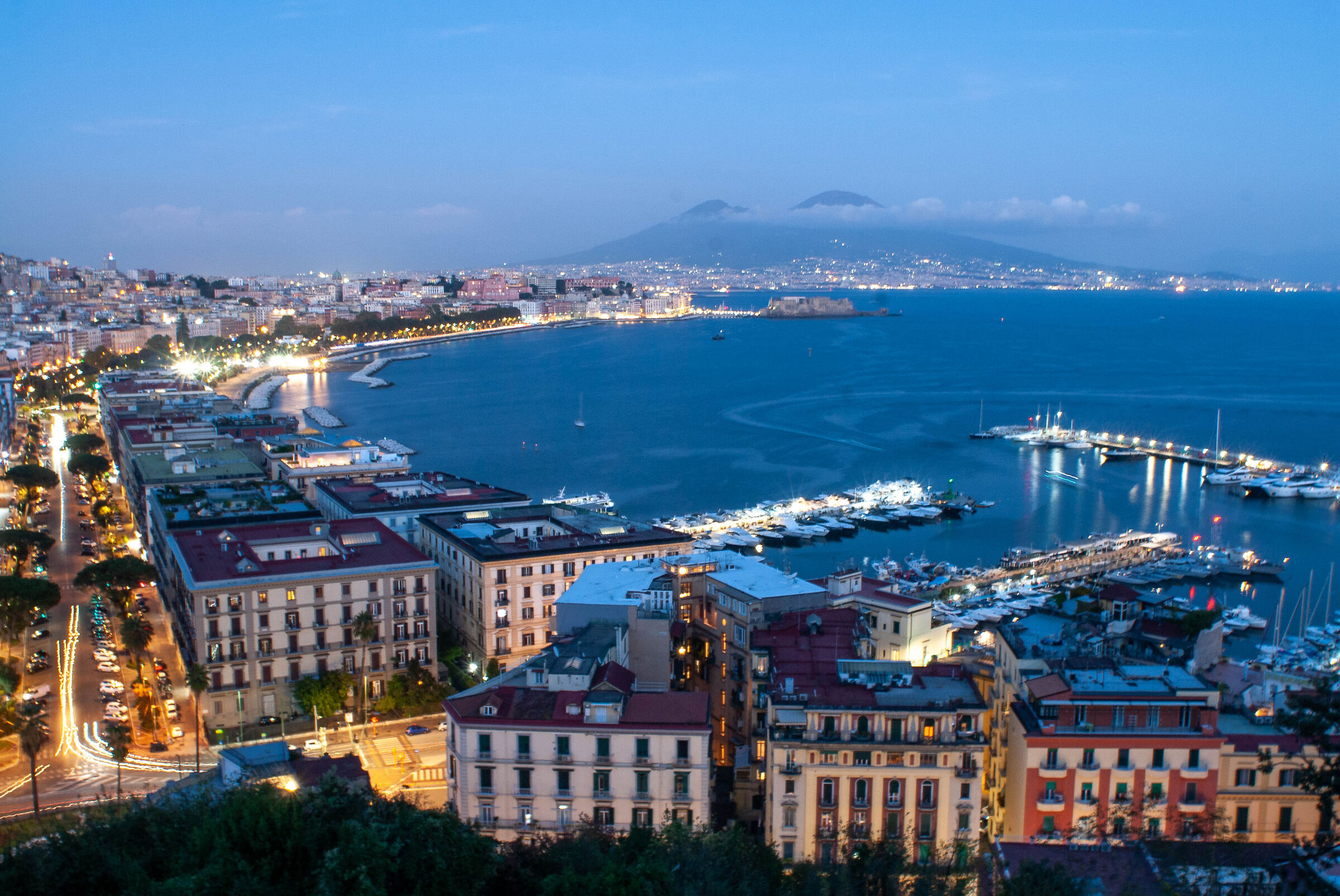 Naples, view of the gulf at sunset