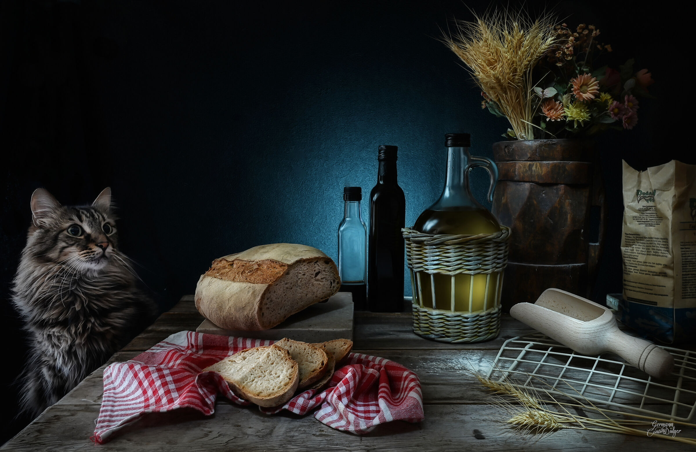 Homemade bread with intruder