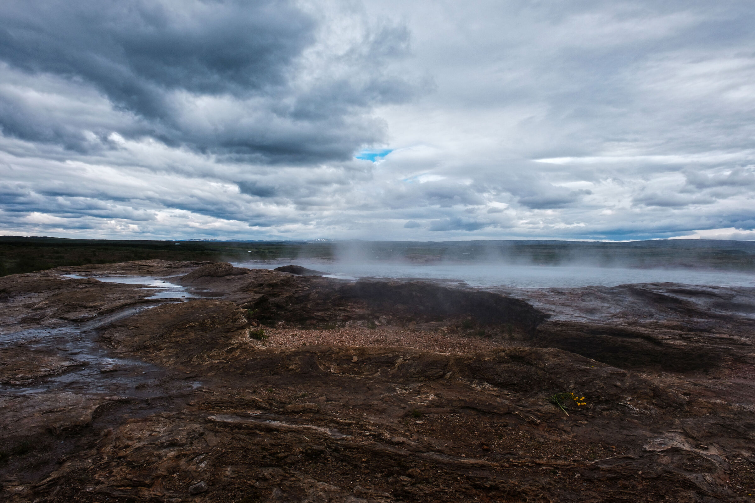 The smoking crater of the "Great Geysir"