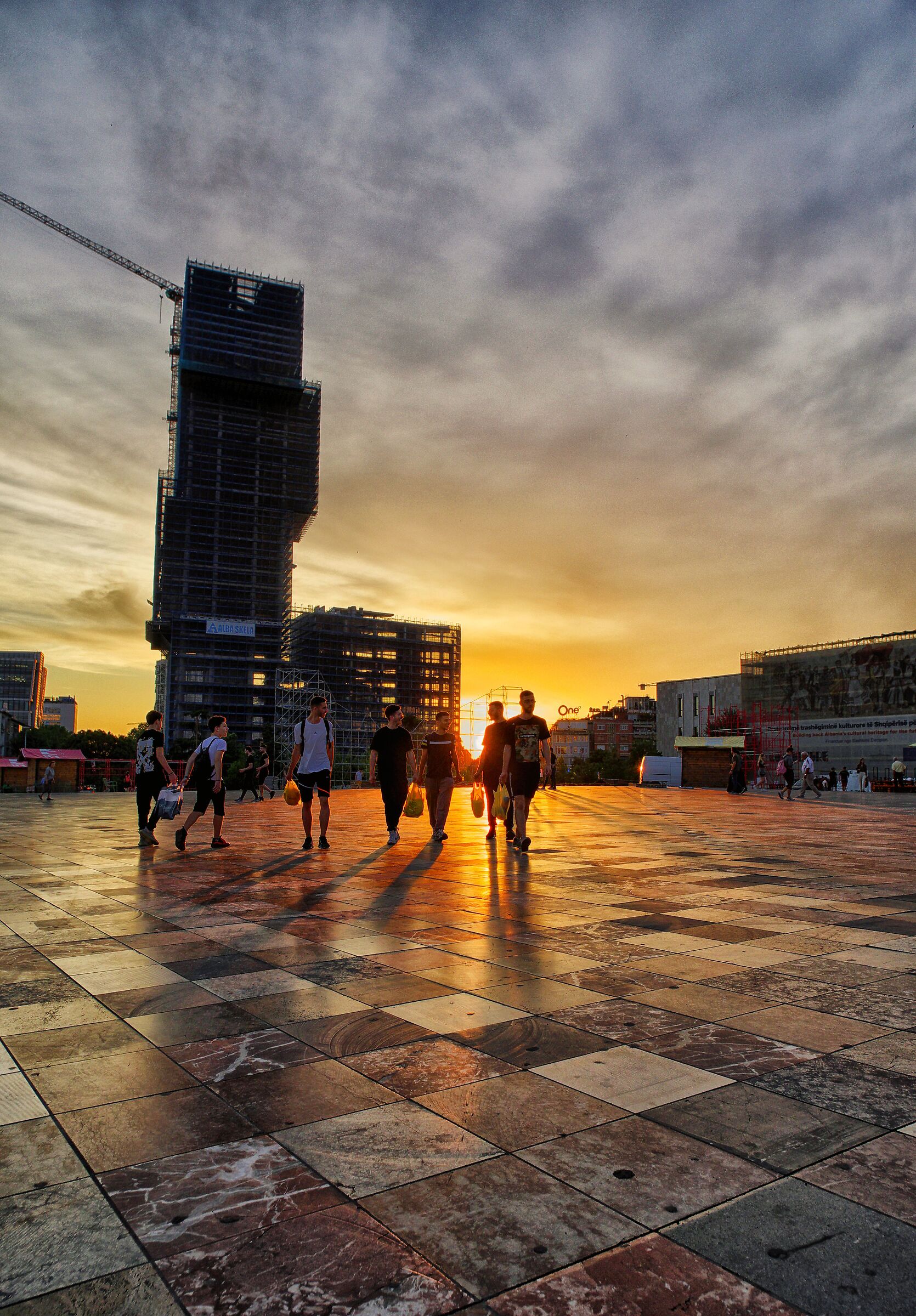 Sunset in Skanderbeg Square (Tirana)