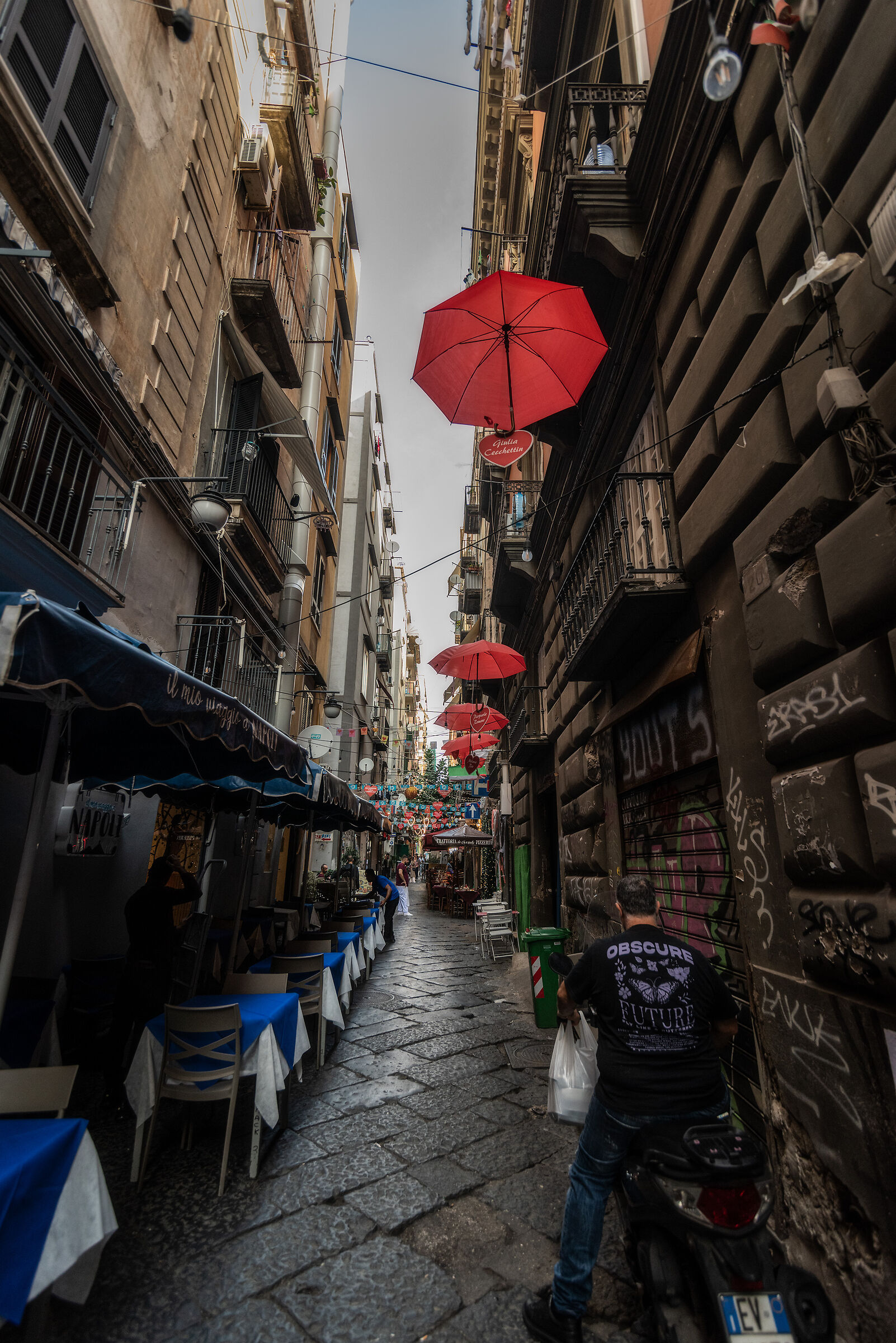 Alley and umbrellas