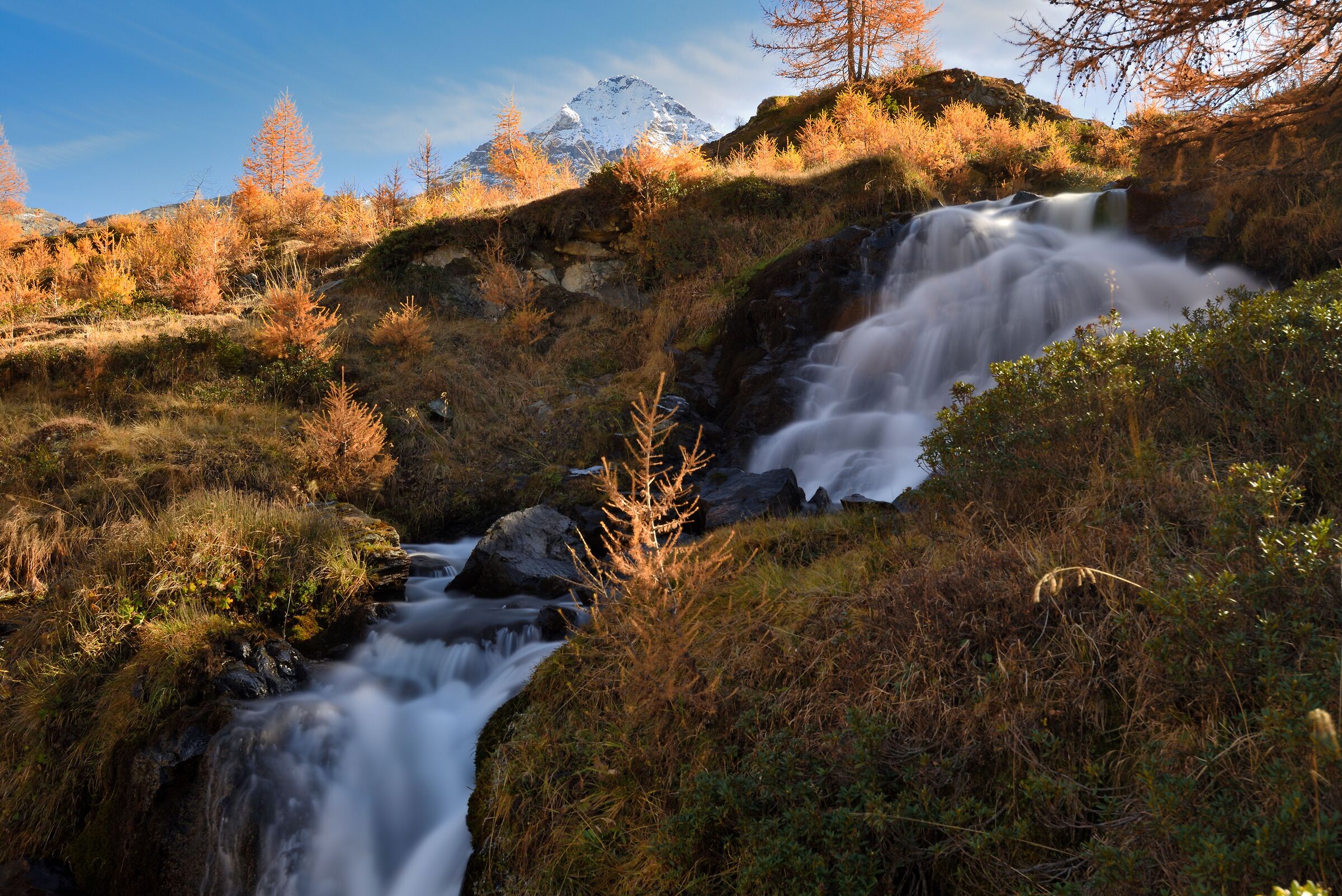 Stream in the background the Pizzo Scalino