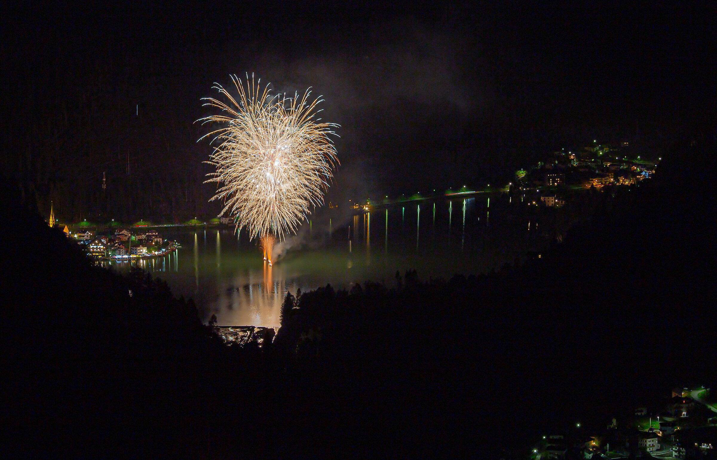 Fireworks on Lake Alleghe