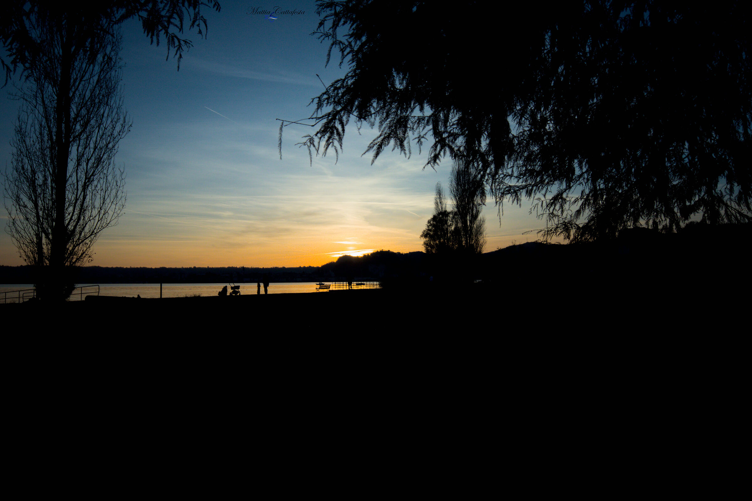 Sunset silhouette at the lake