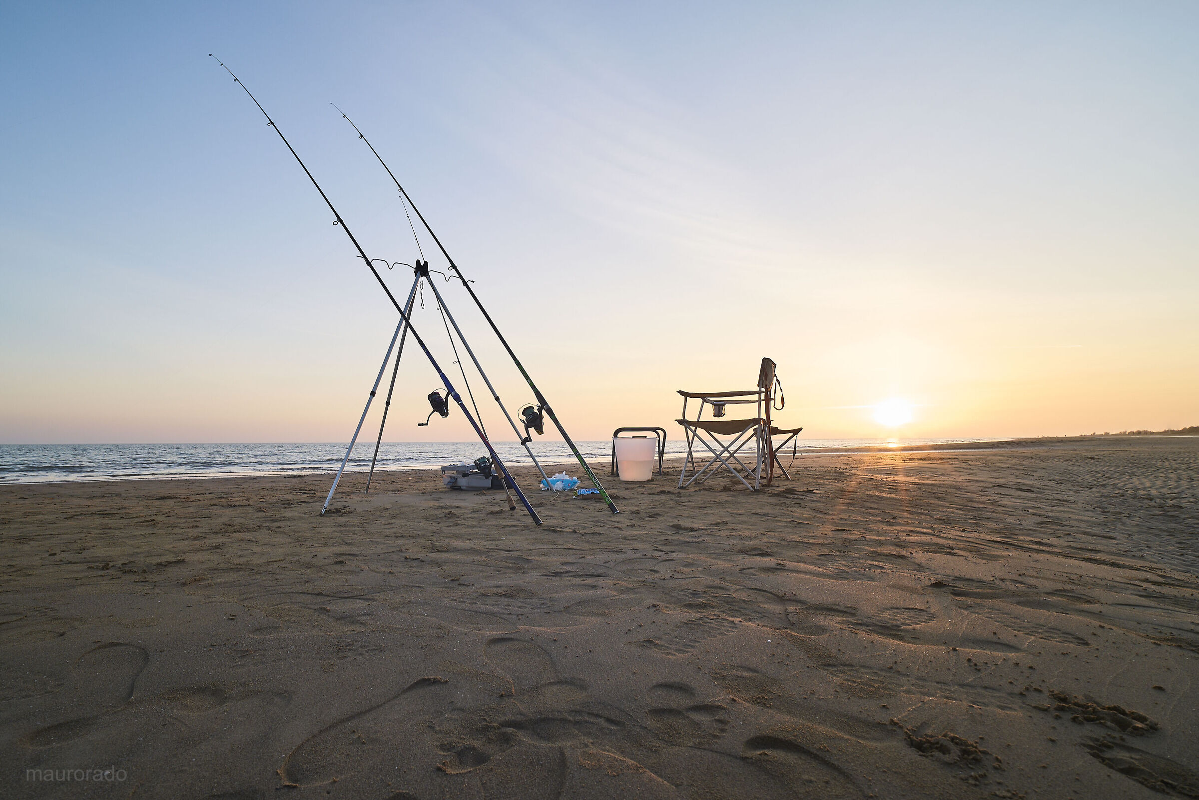 Fishing on the shore
