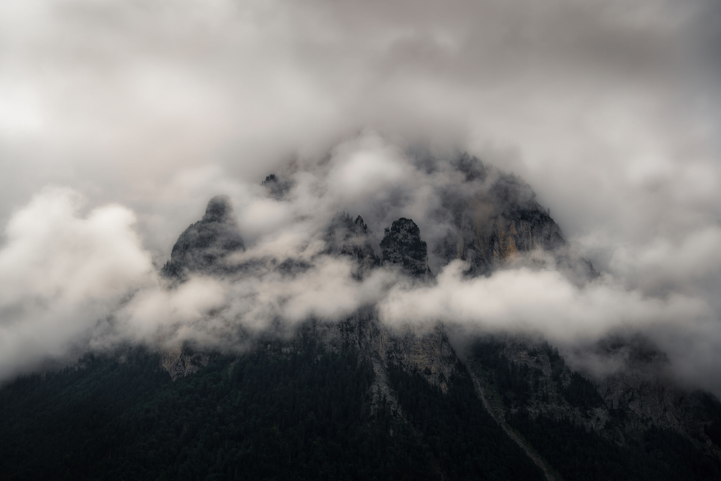 Nebbia sulle alpi Svizzere