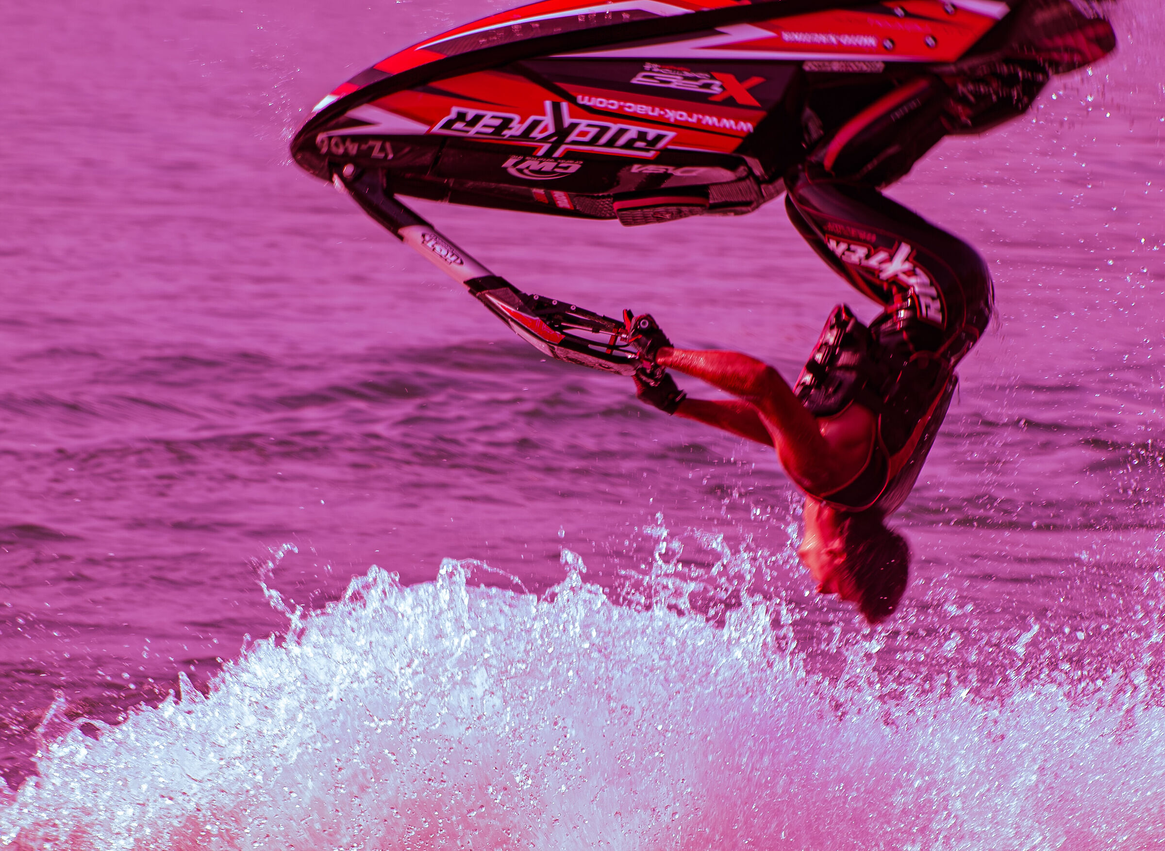 Stunts on a speedboat