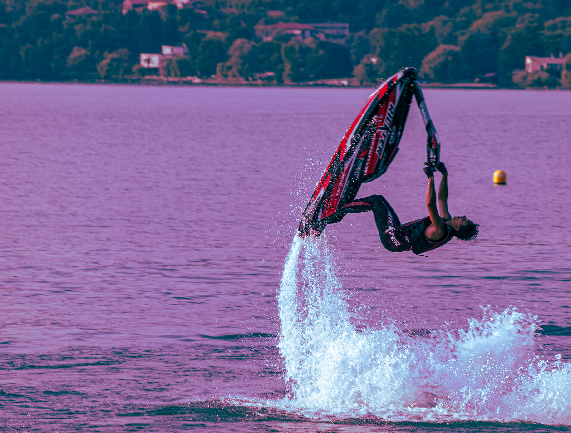 Stunts on a speedboat