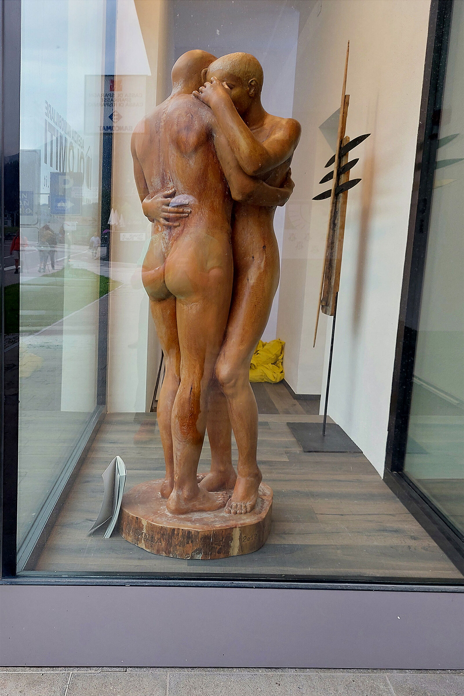 Showcase with modern art