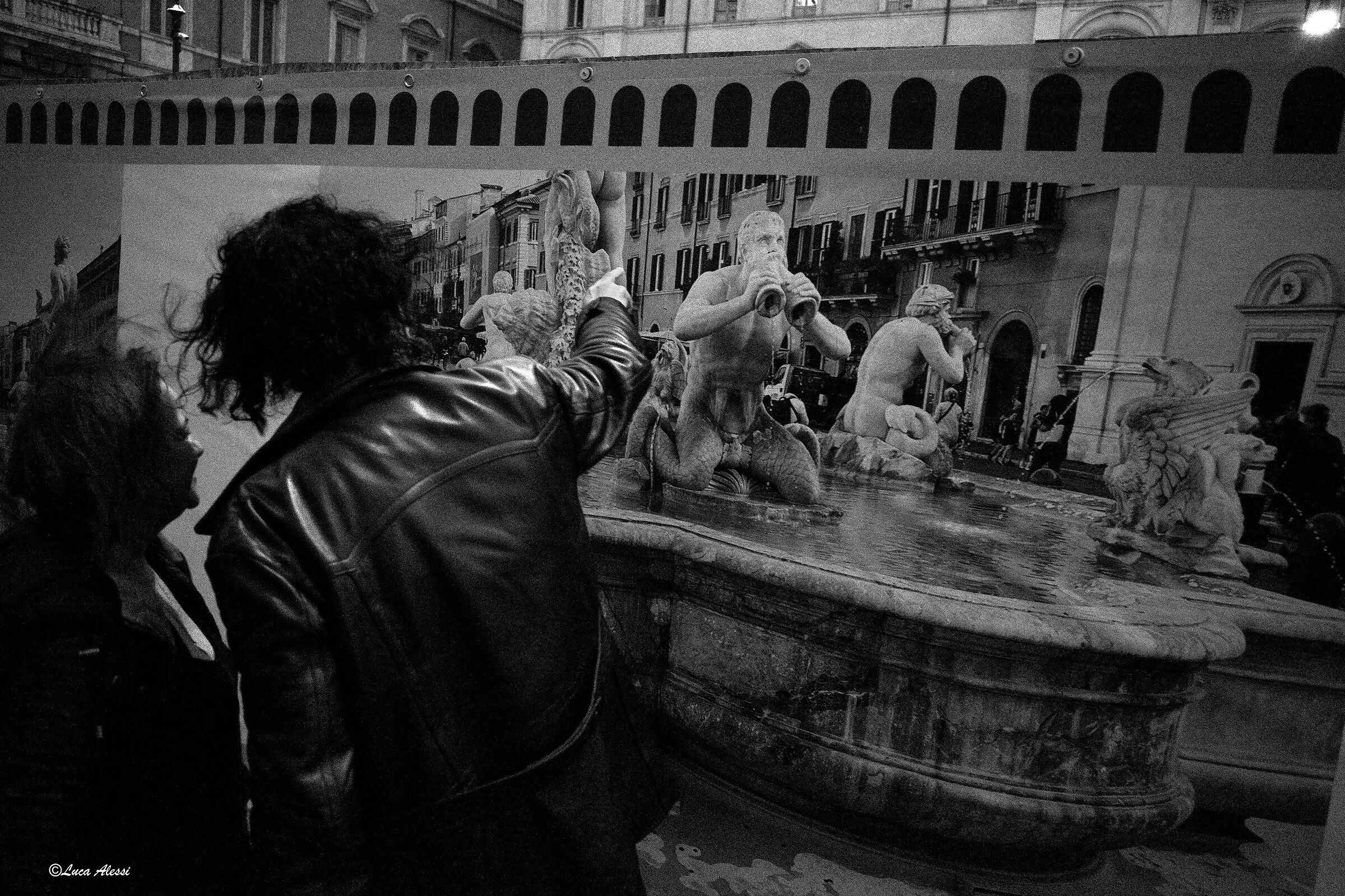 Gazing at the fountain