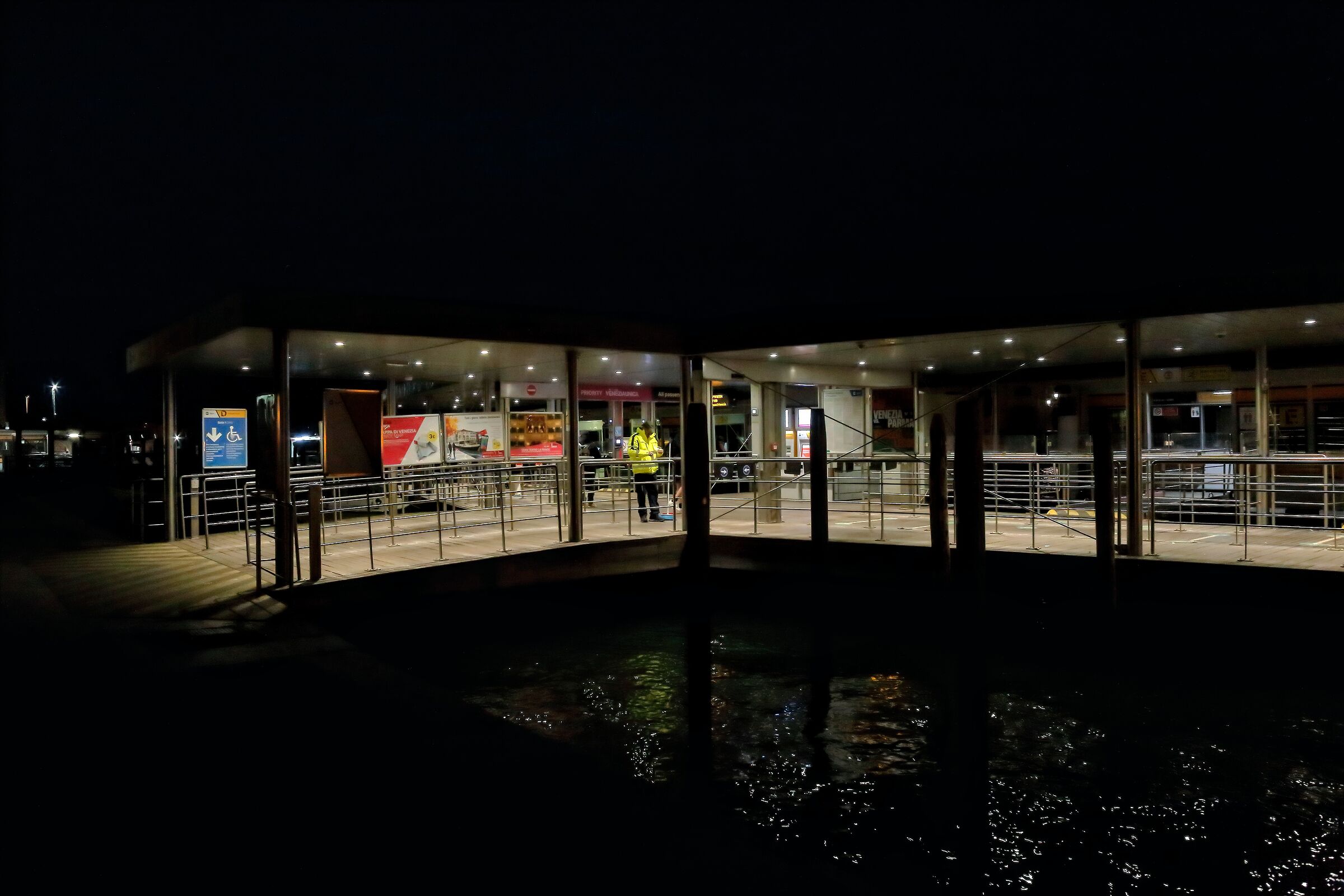 Venetian pier at night