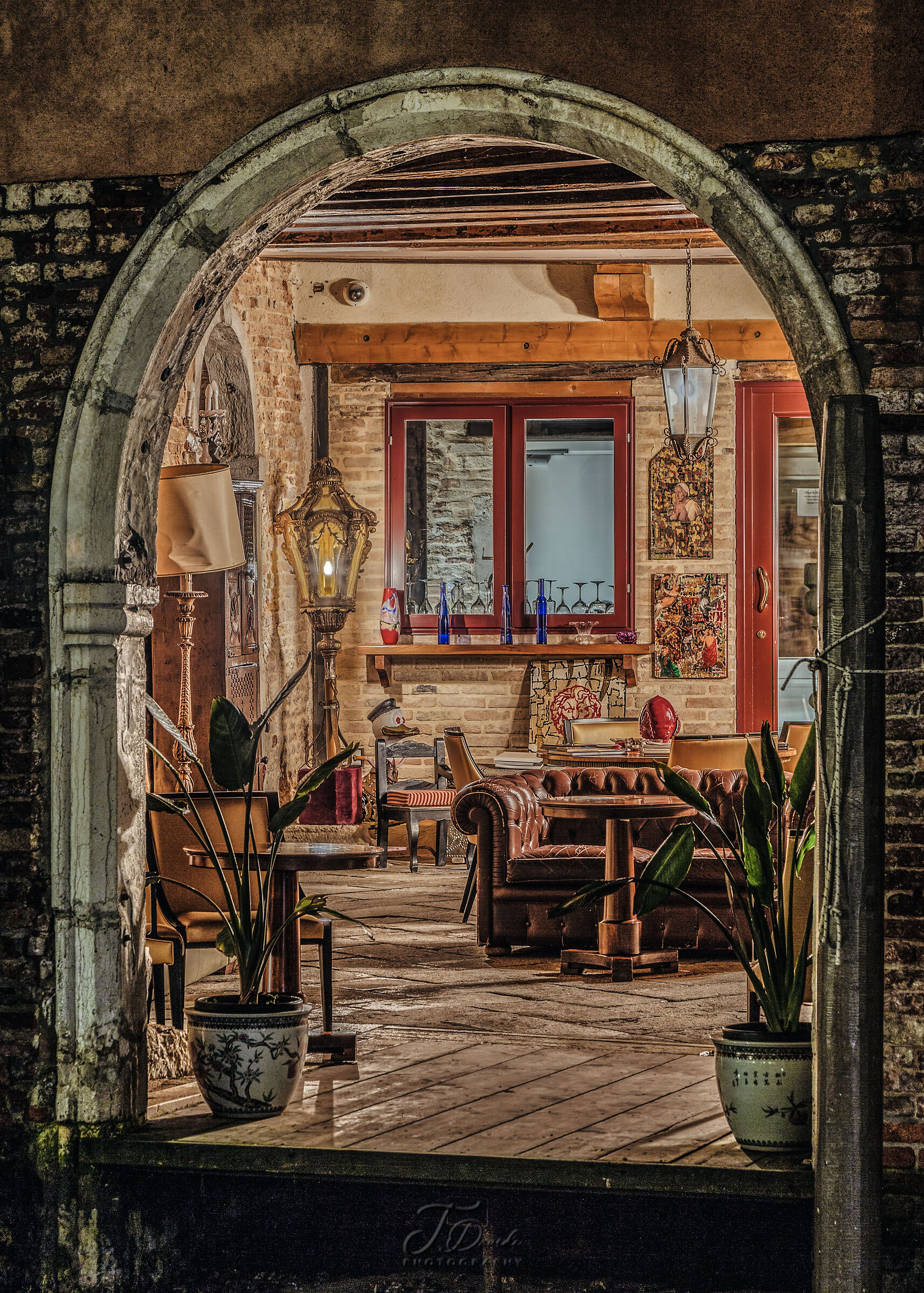 Water door converted into a sitting room, Venice
