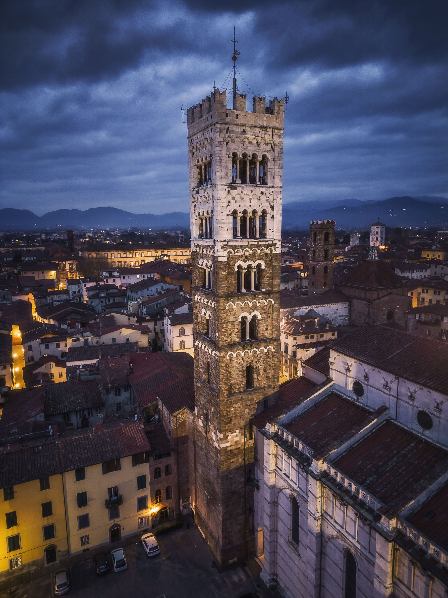 The bell tower of San Martino at the first light of day