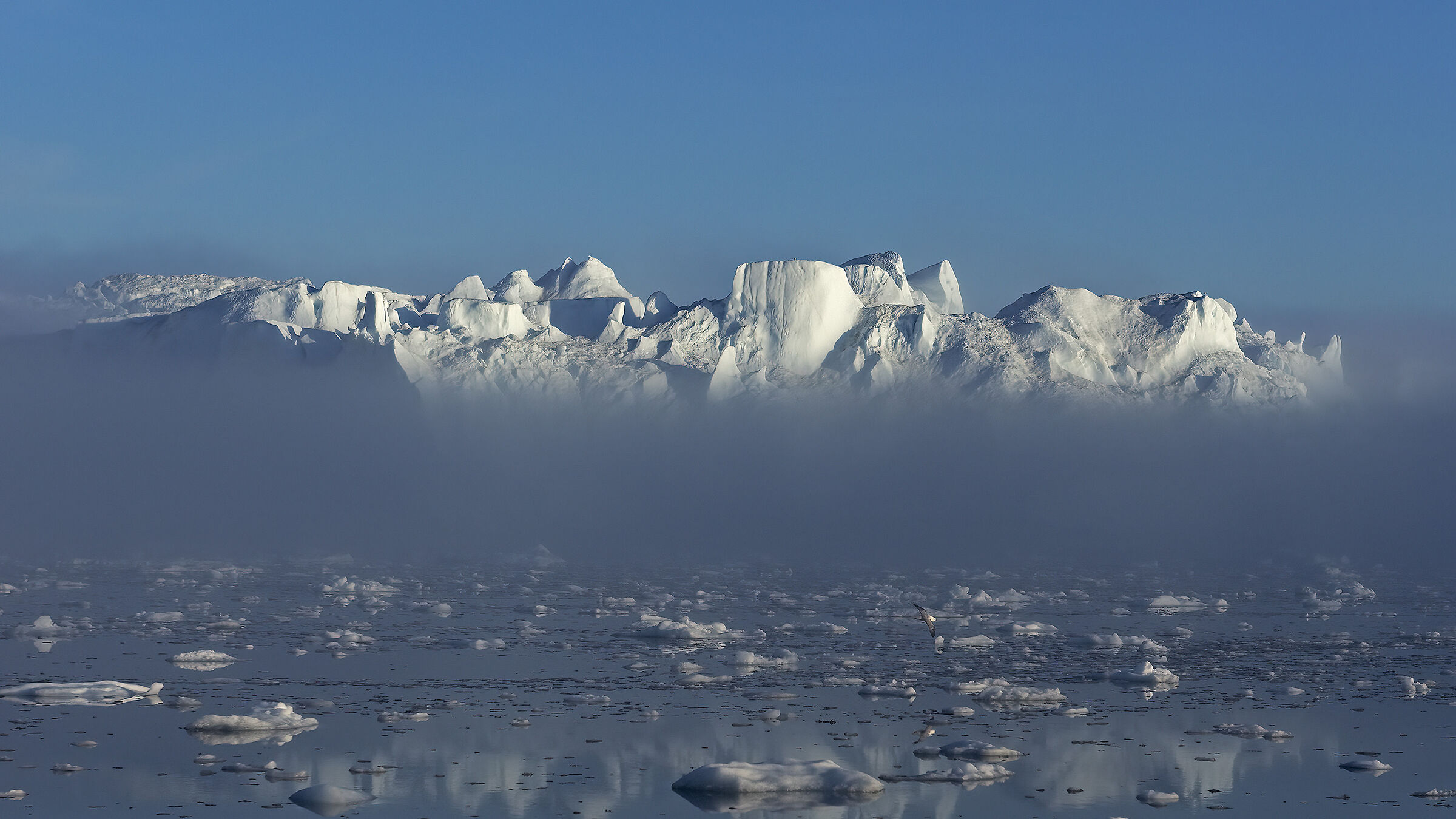 ghiacciaio nella nebbia