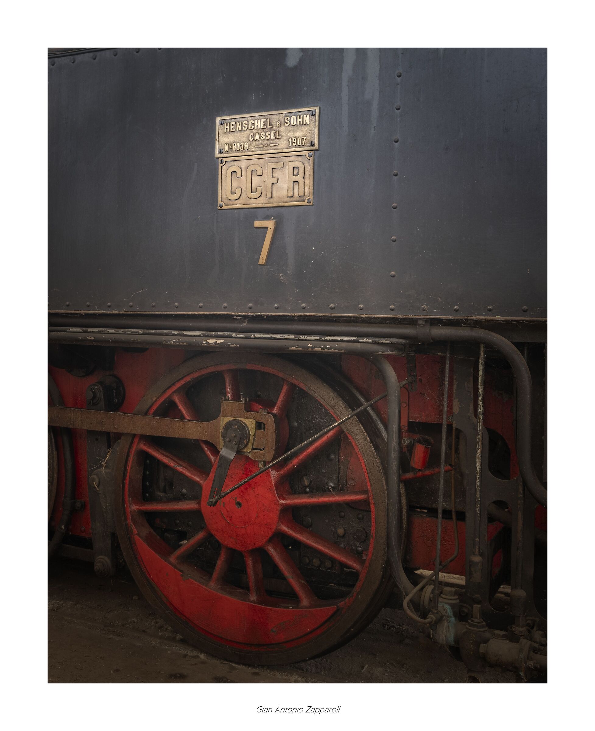 Detail of the Henschel & Sohn steam locomotive year 1907