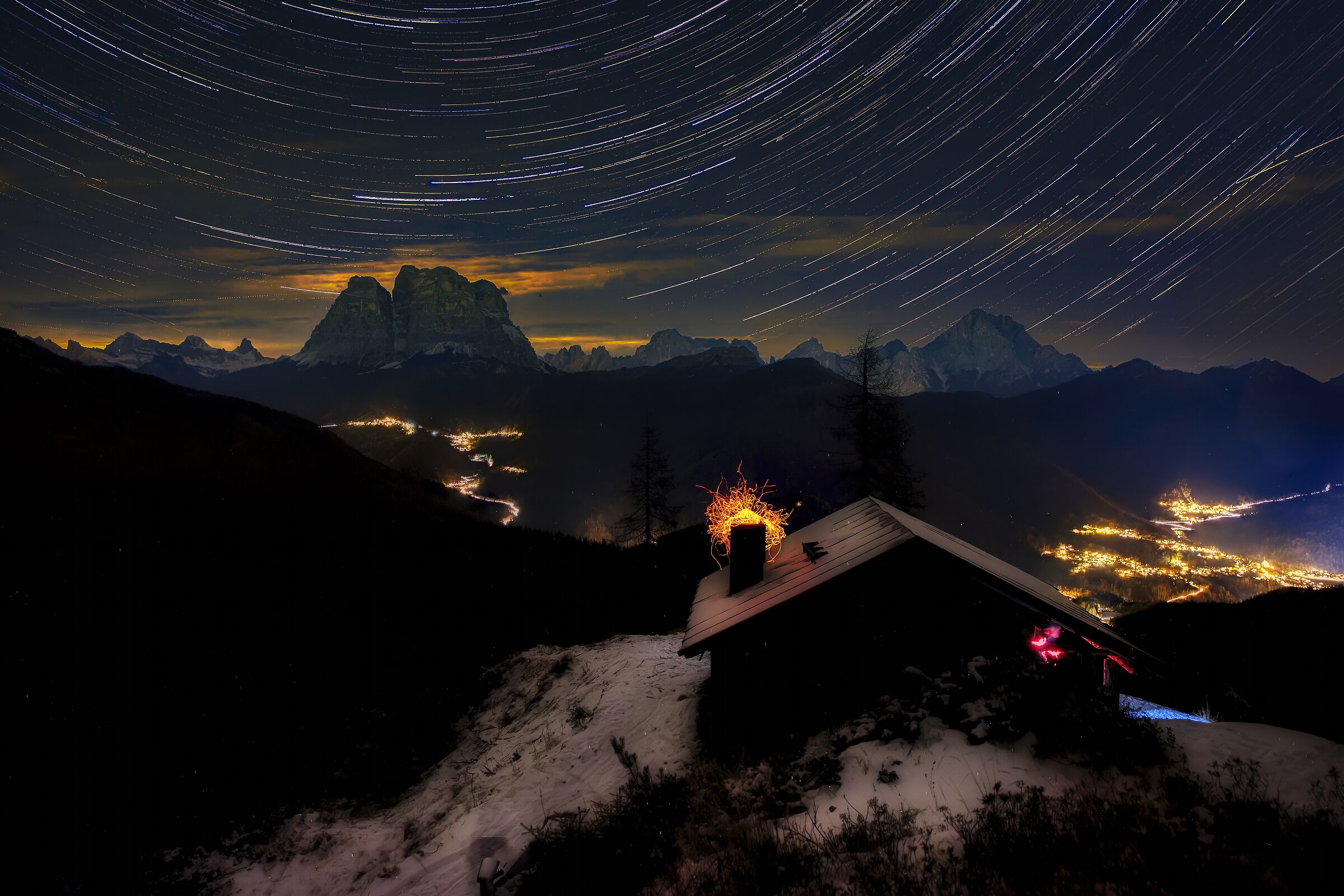 Star trail Pelmo from bivouac Angelini - Zoldo