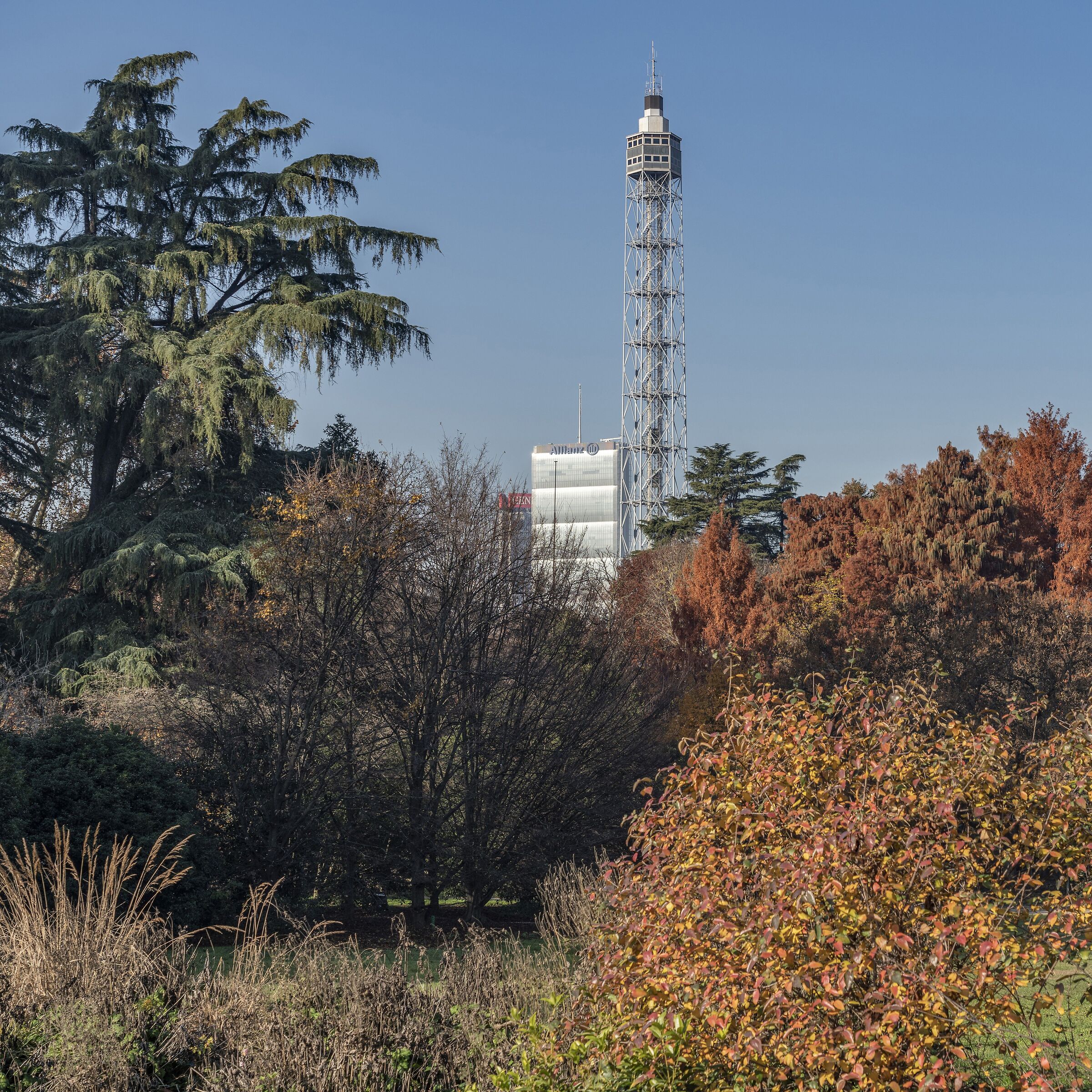 Sempione Park with Torre Branca and Torre Isozaki