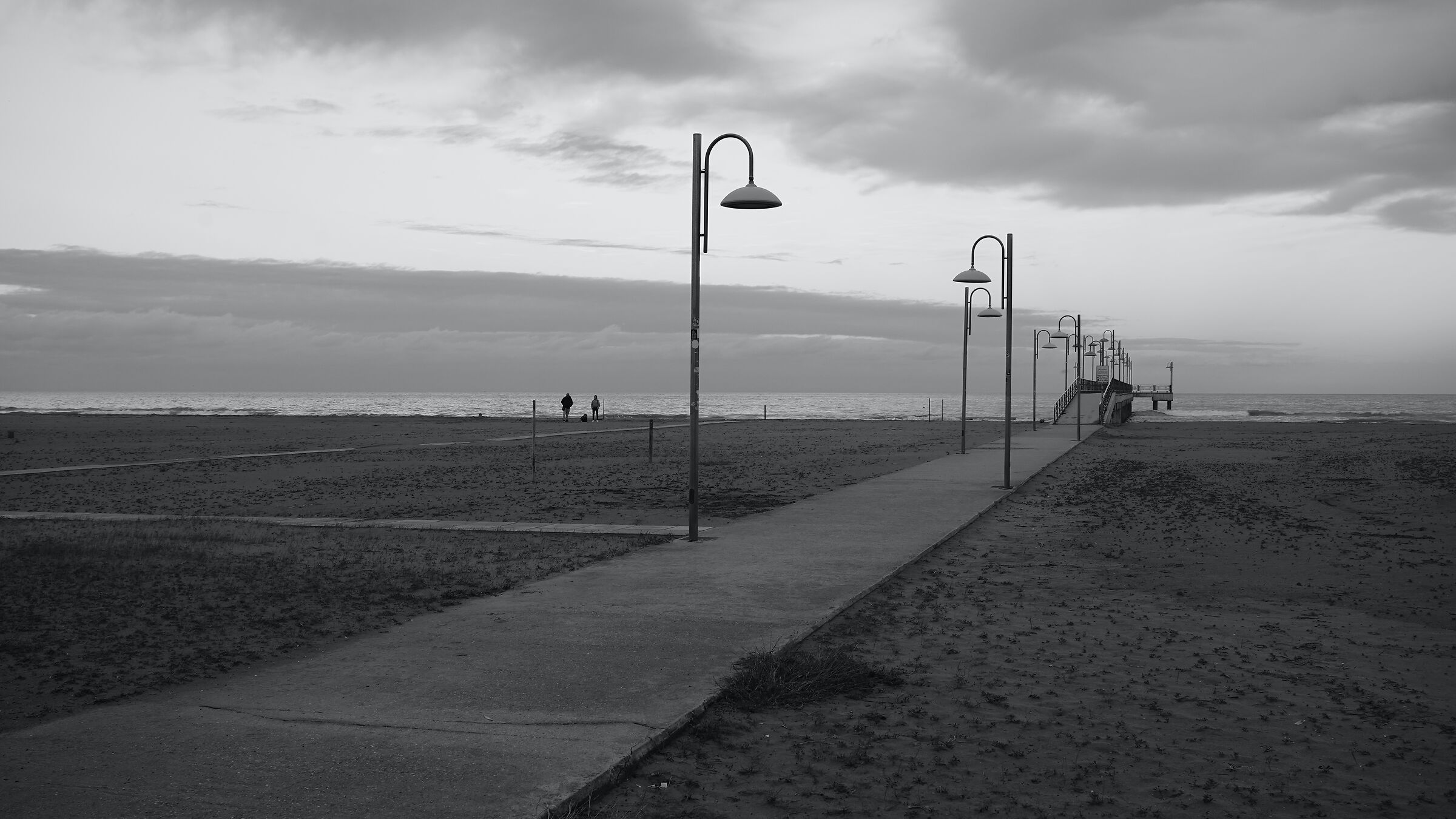 The pier on a gloomy day.