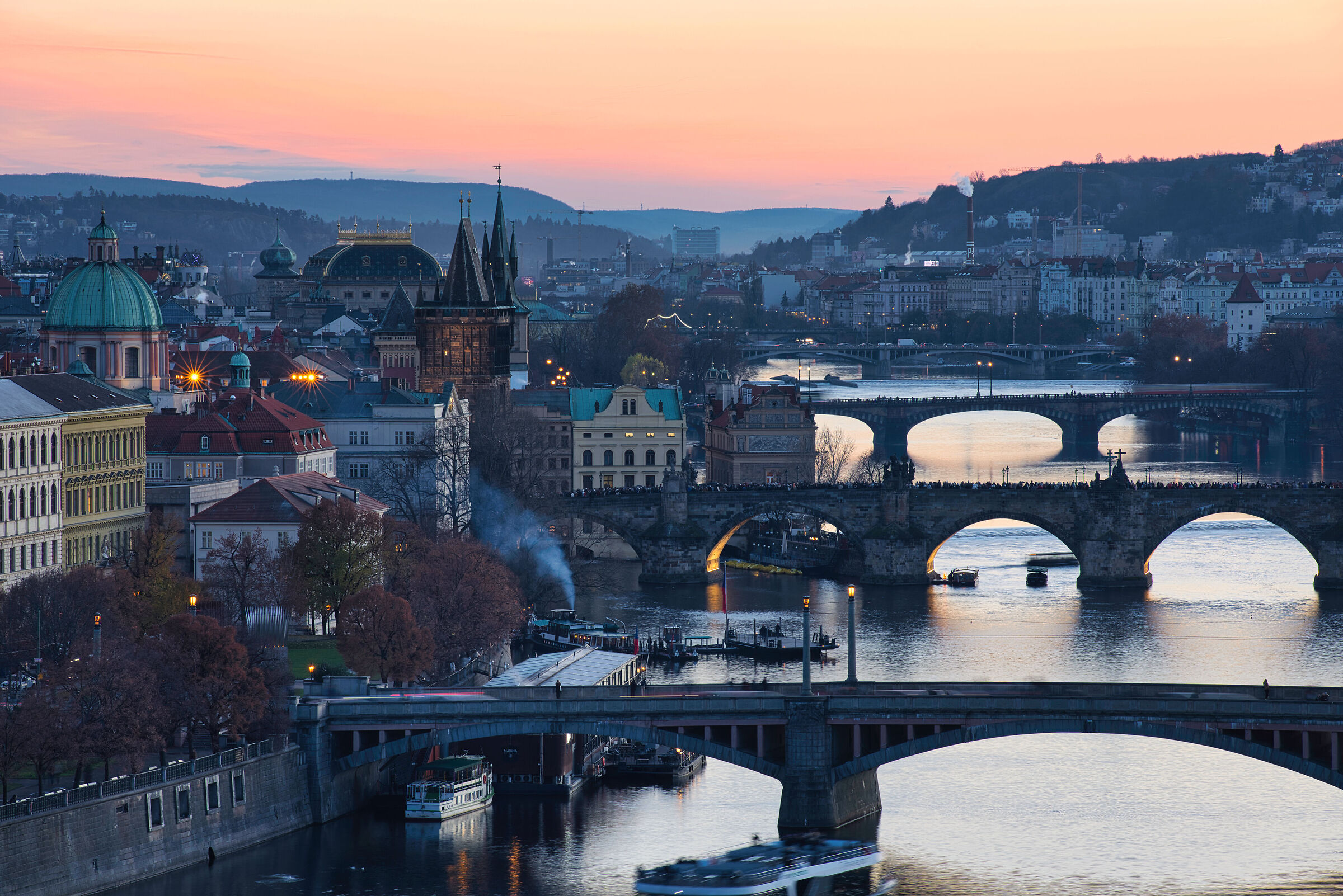 Ponti di Praga da Vyhlídka na Letné