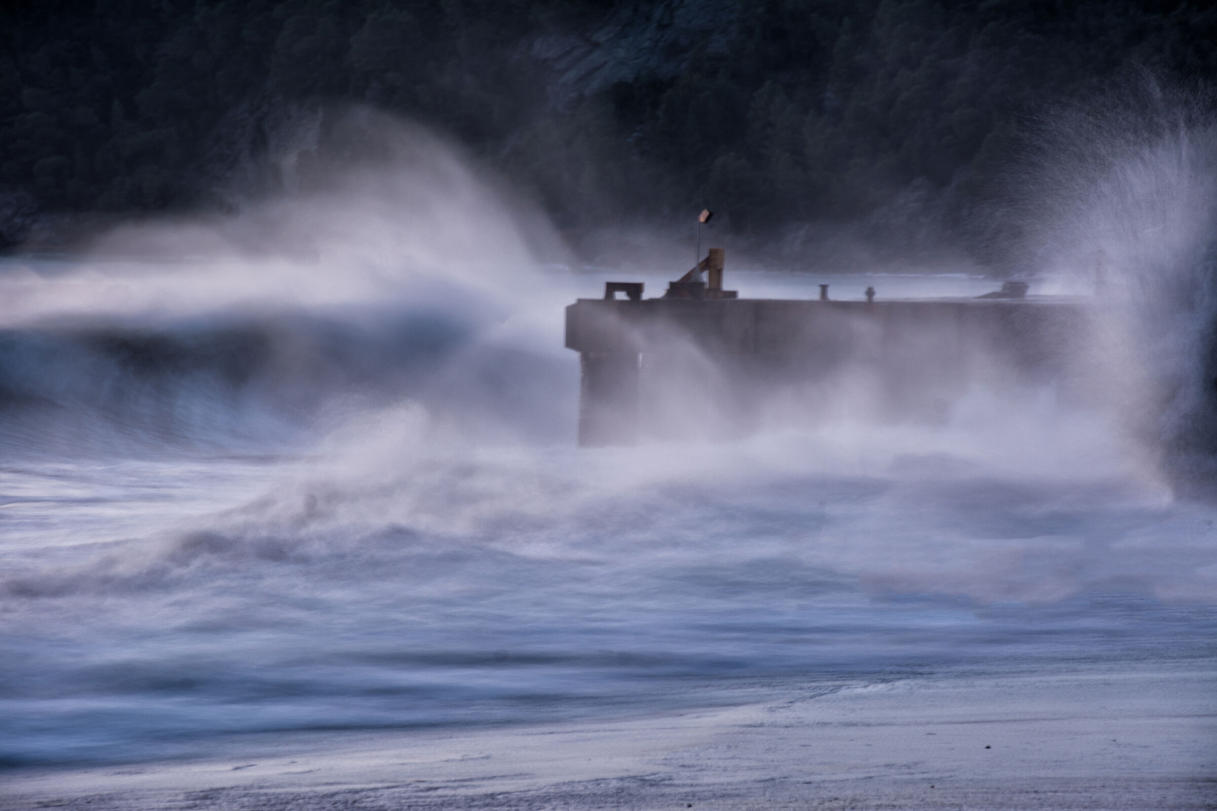 In the middle of the sea foam