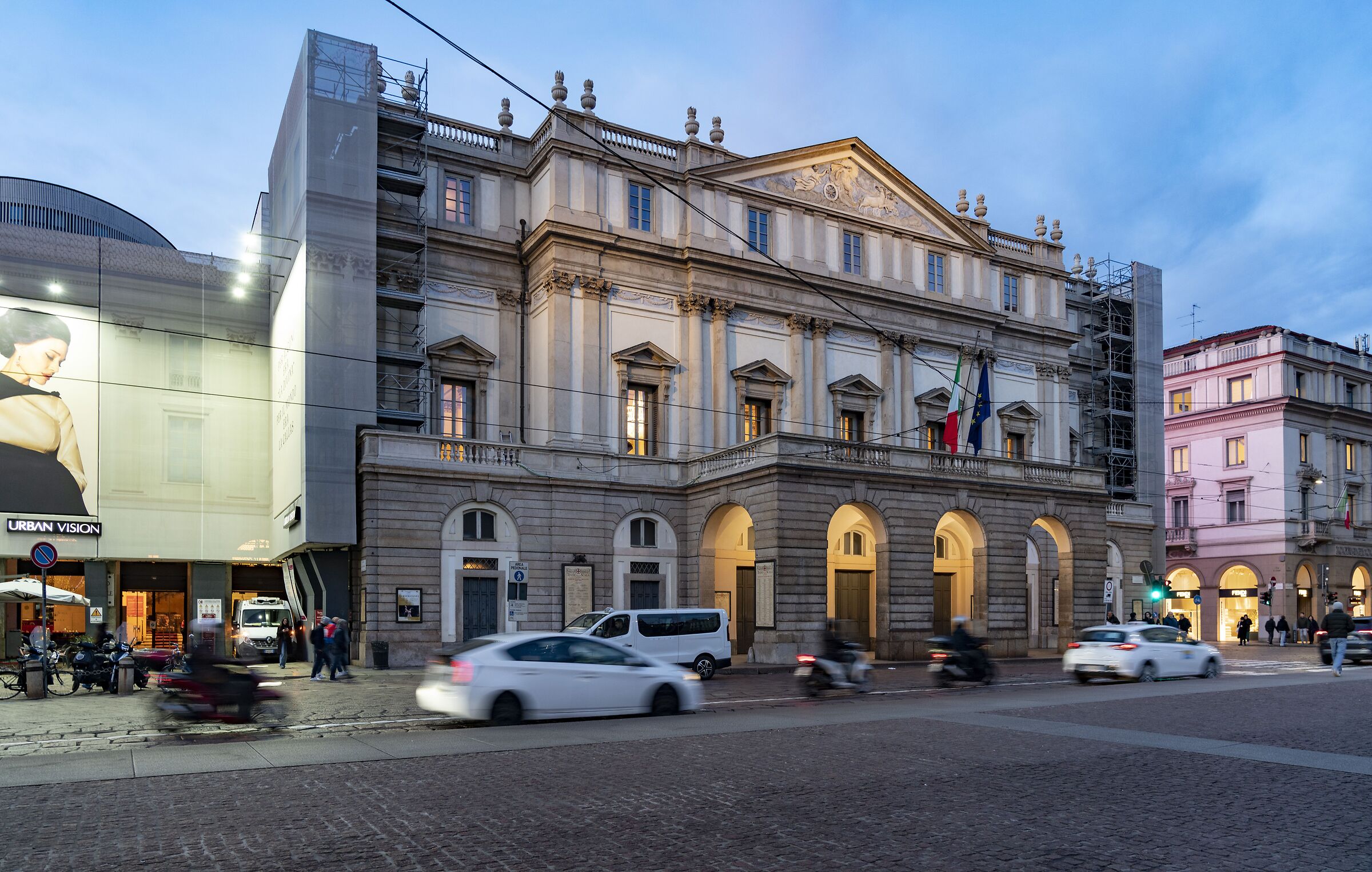 Façade of the newly restored La Scala
