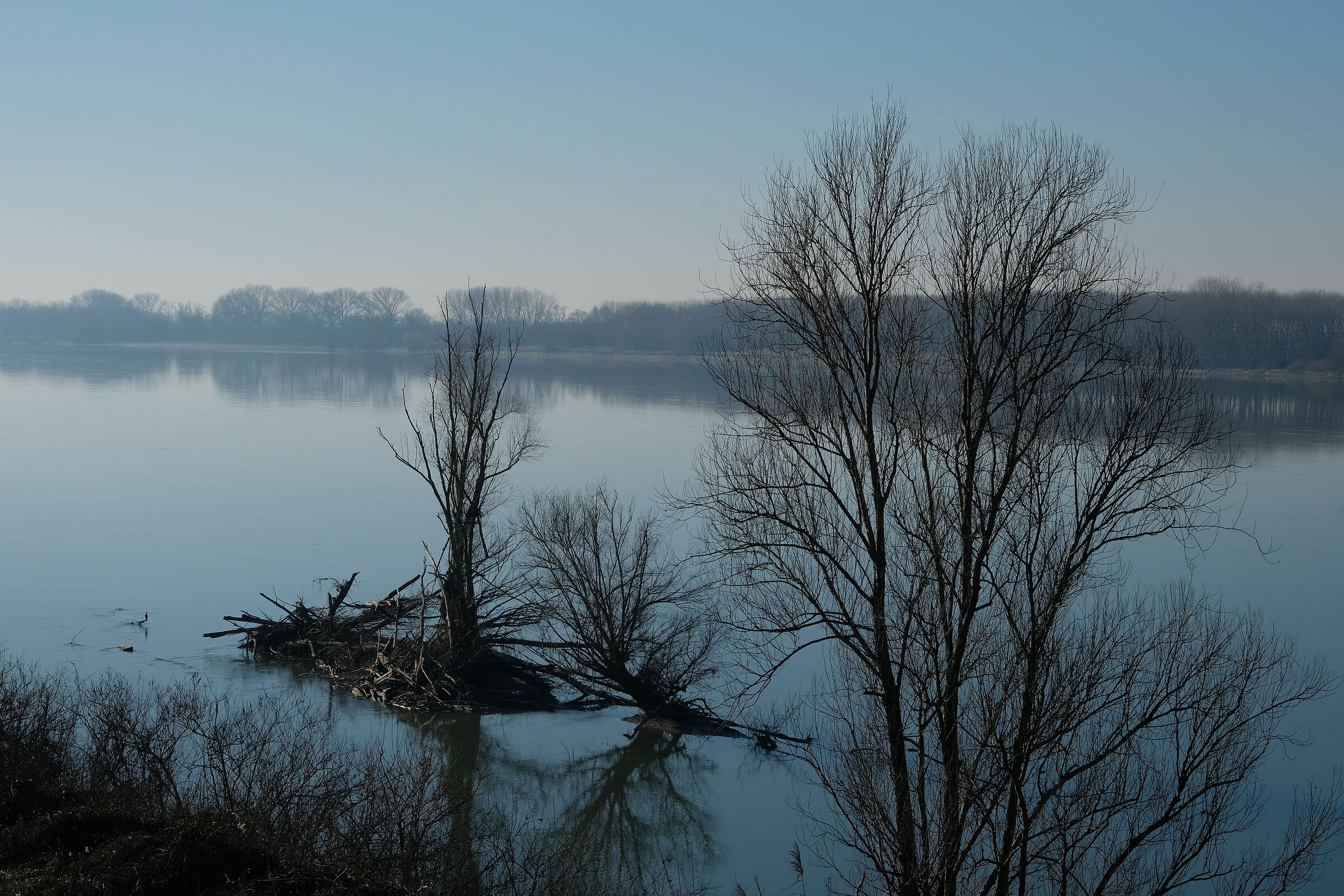 Il fiume Po d'inverno