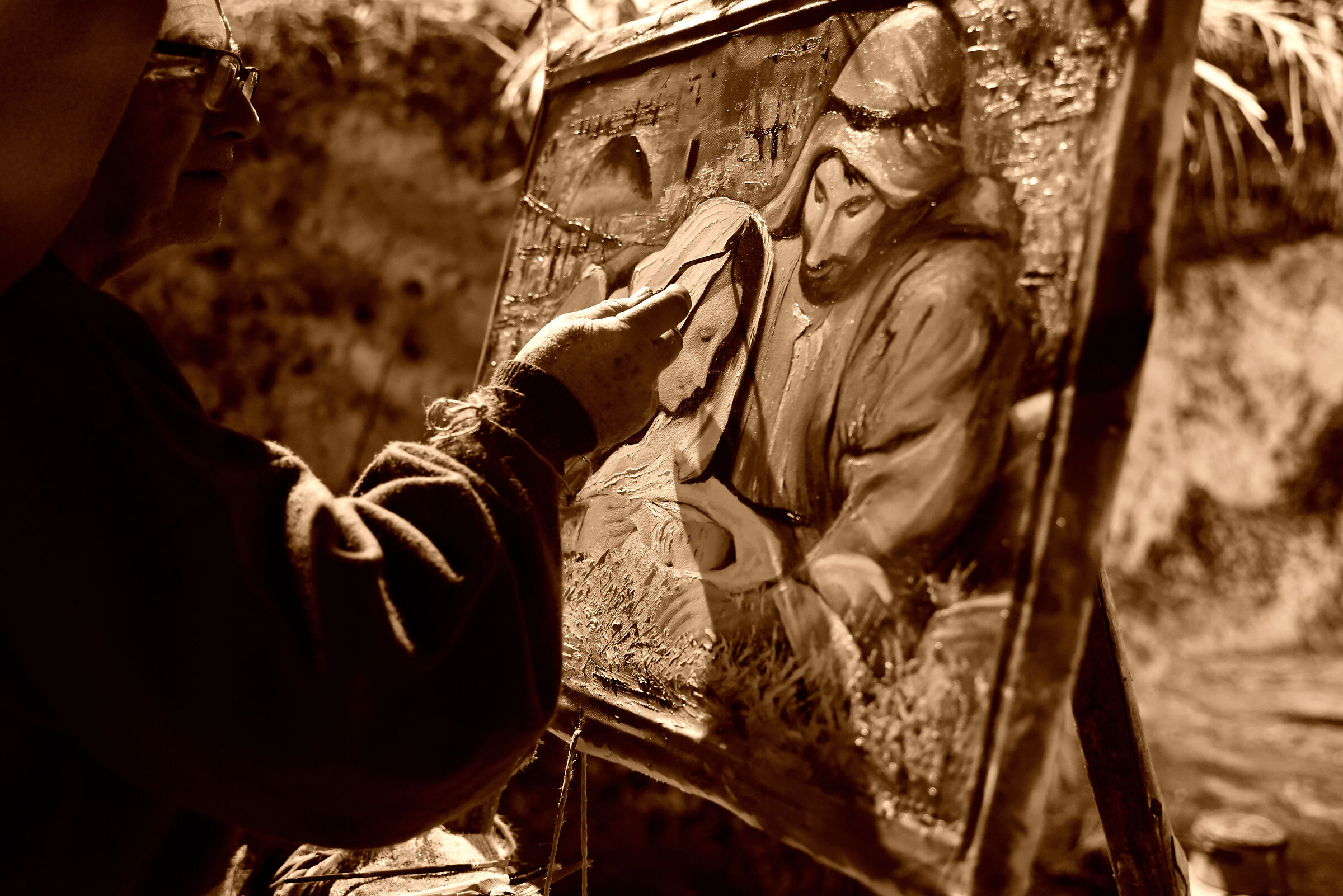 L'artista all'opera (seppia)