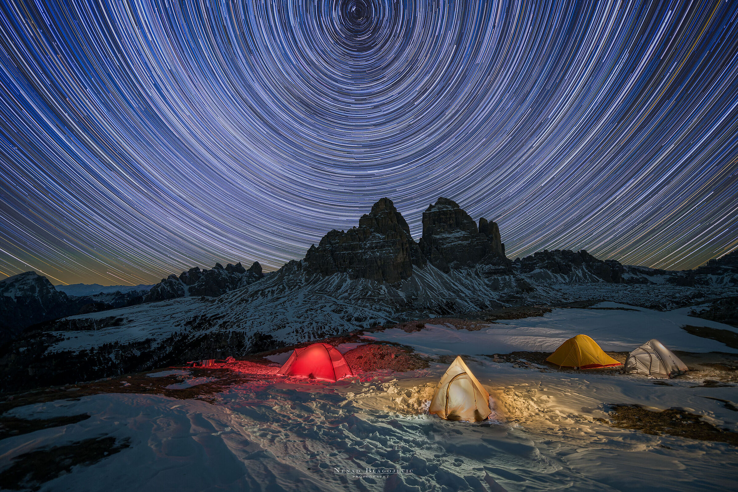 Startrail to the Three Peaks
