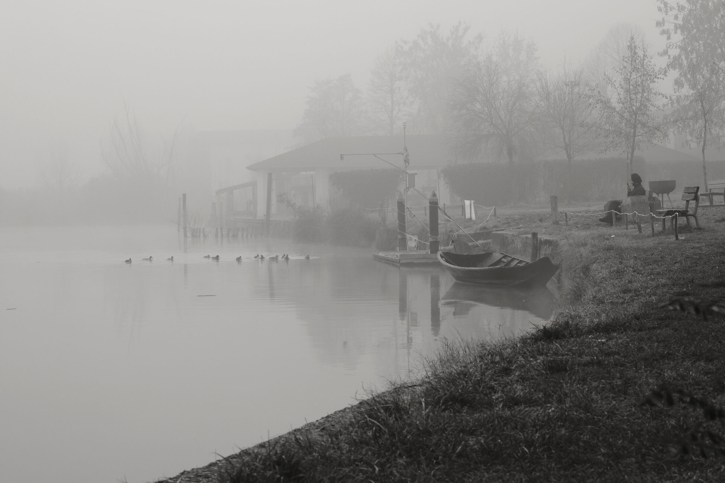 The Mincio in the fog