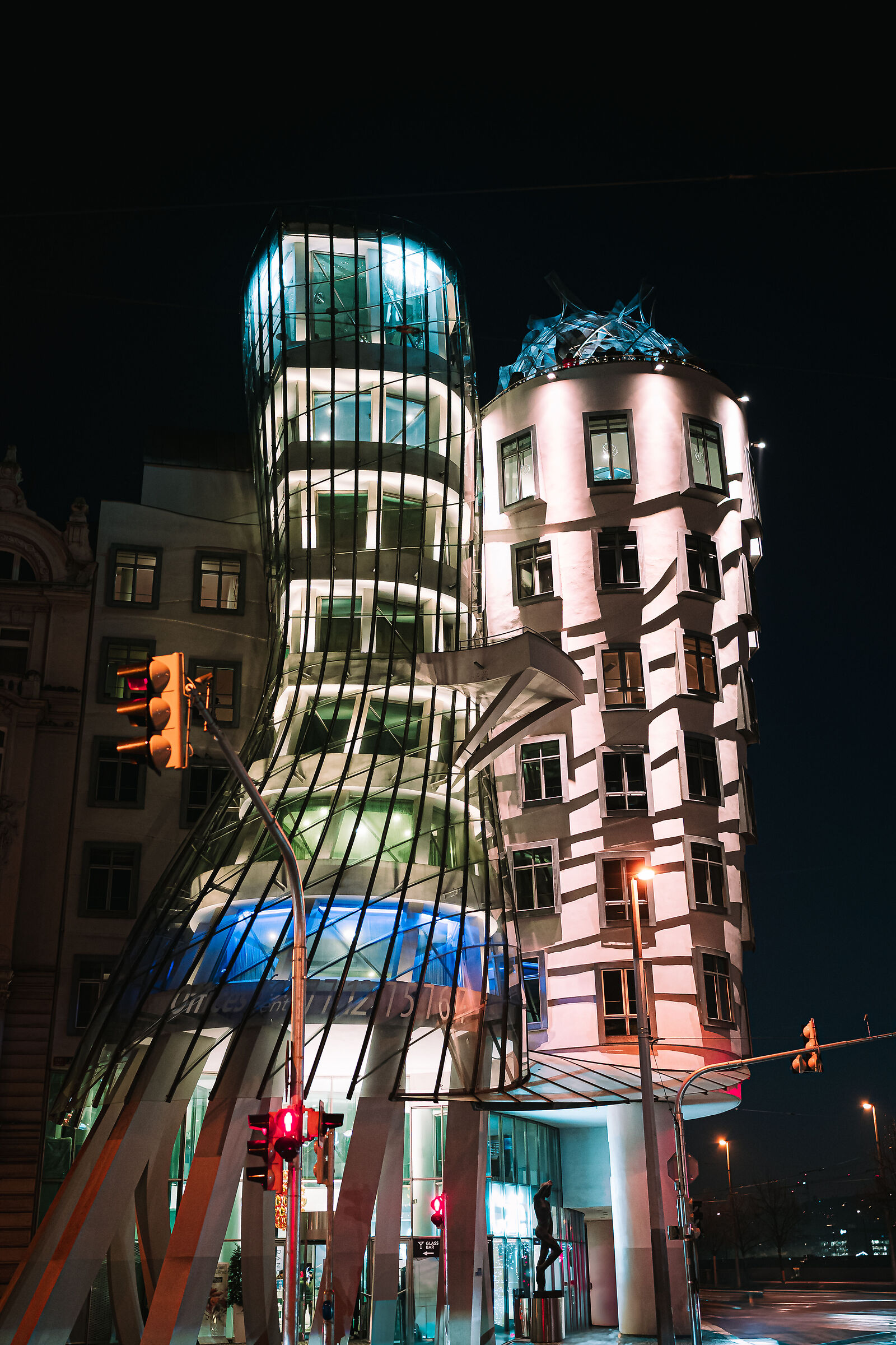 The dancing house at night!
