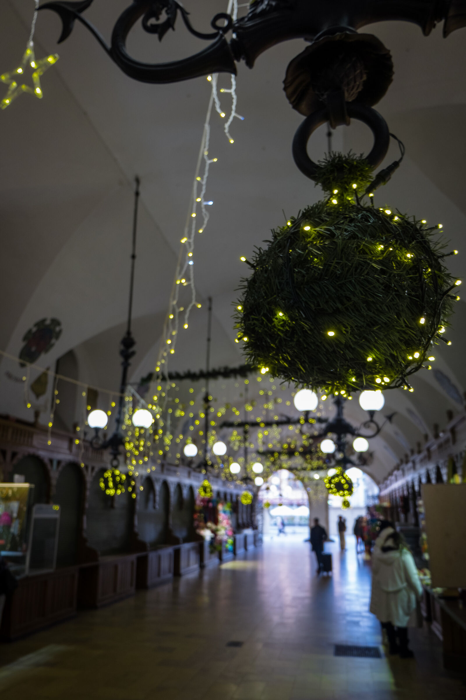 Winter lights in an enchanted corridor