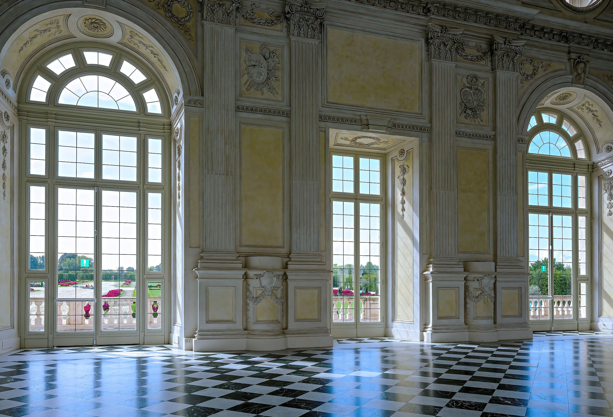 The gardens of the Royal Palace from the Galleria Grande