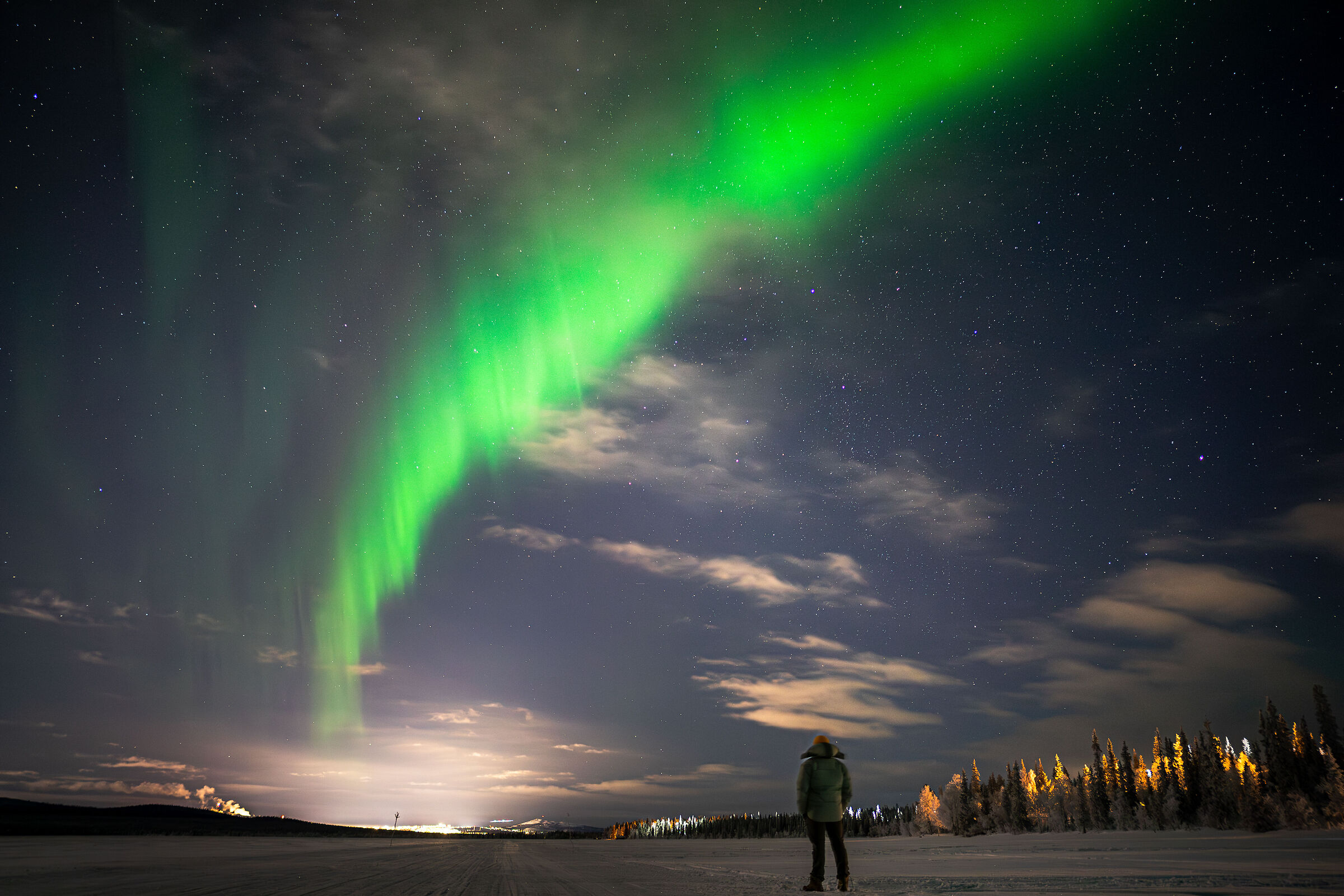 Standing on frozen lake