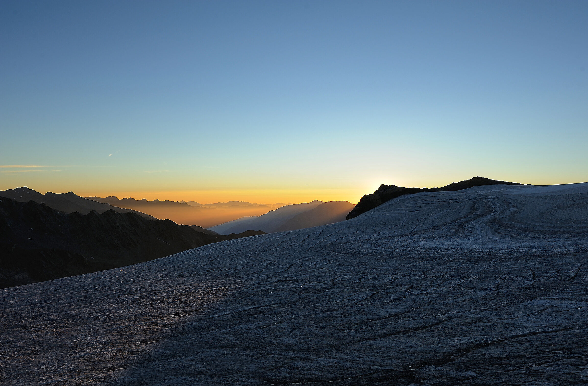 Sunrise on the slopes of Monte Cevedale.