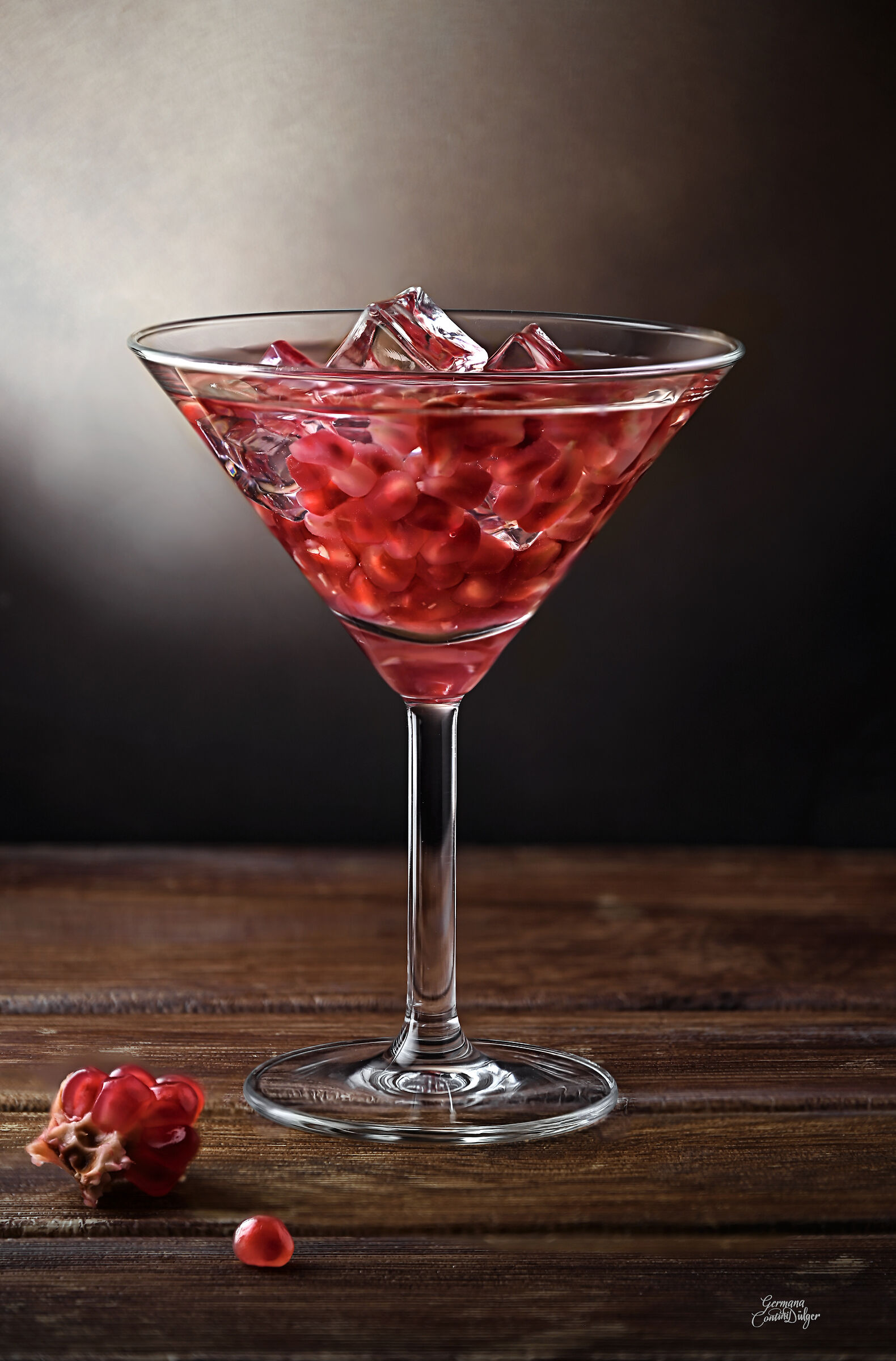 Glass of pomegranate seeds