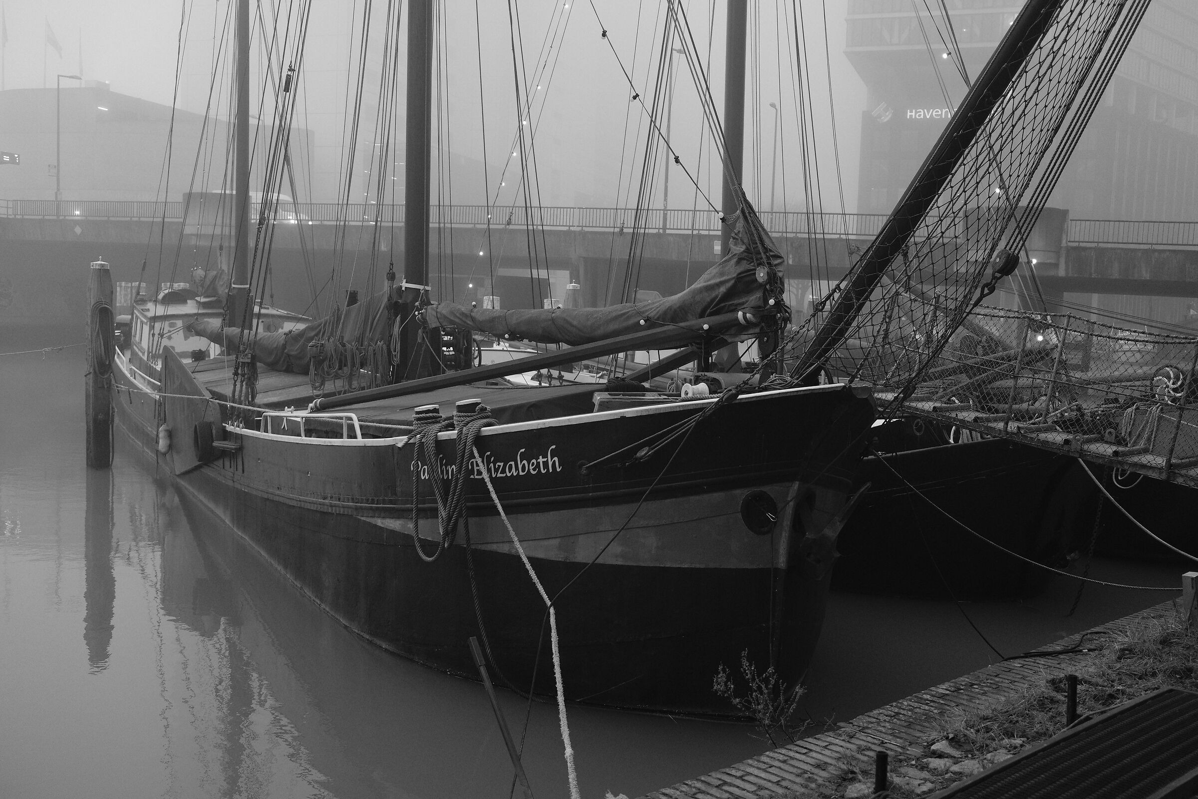 at the mooring, out of the fog - Oudehaven, Rotterdam,