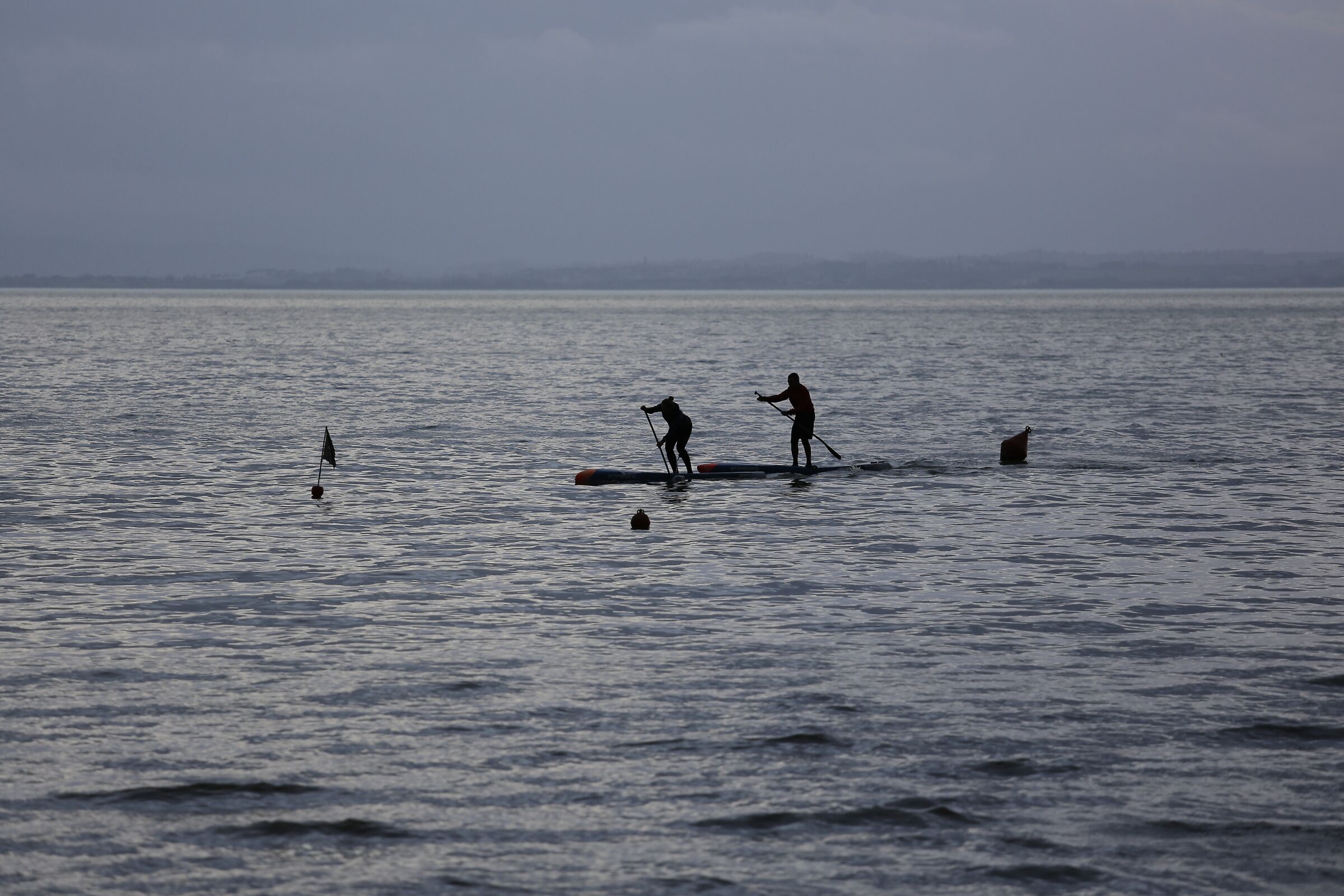SUP training at sunset